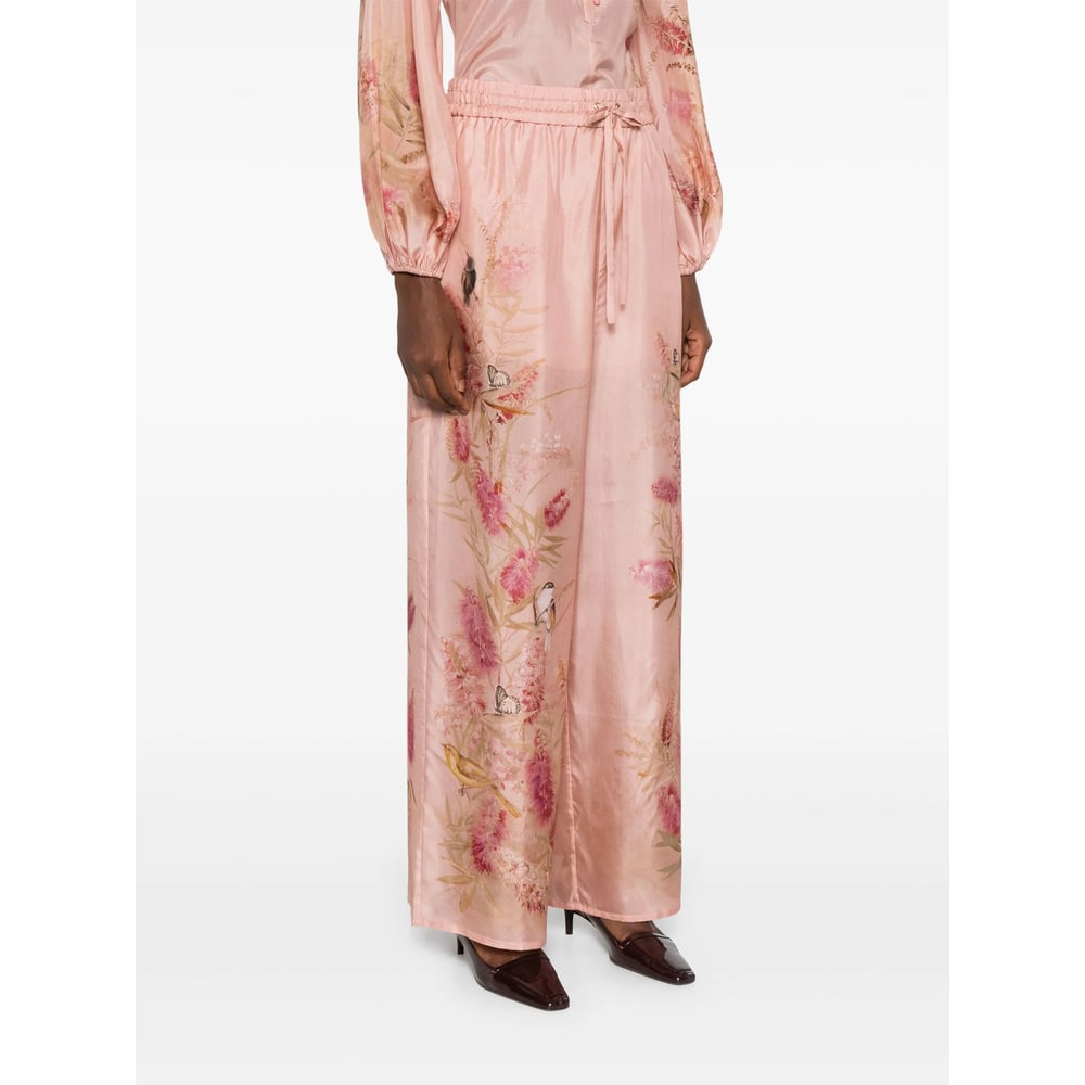 Zimmermann Cascadian Silk Wide Leg Pants In Pink