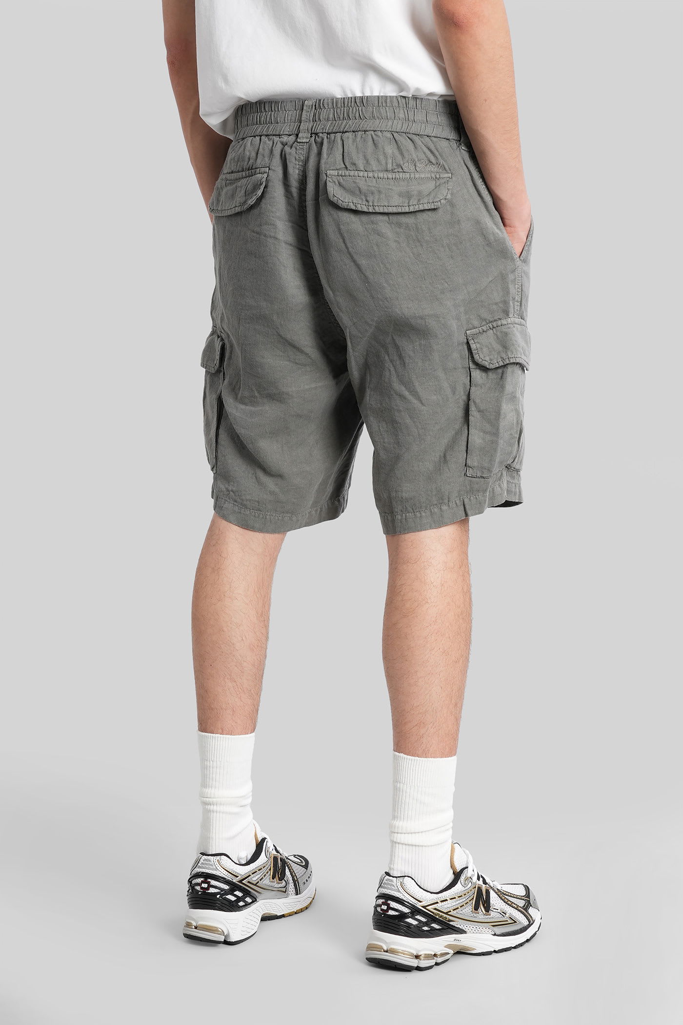 Mc2 Saint Barth Rodi Shorts In Grey Linen In Gray