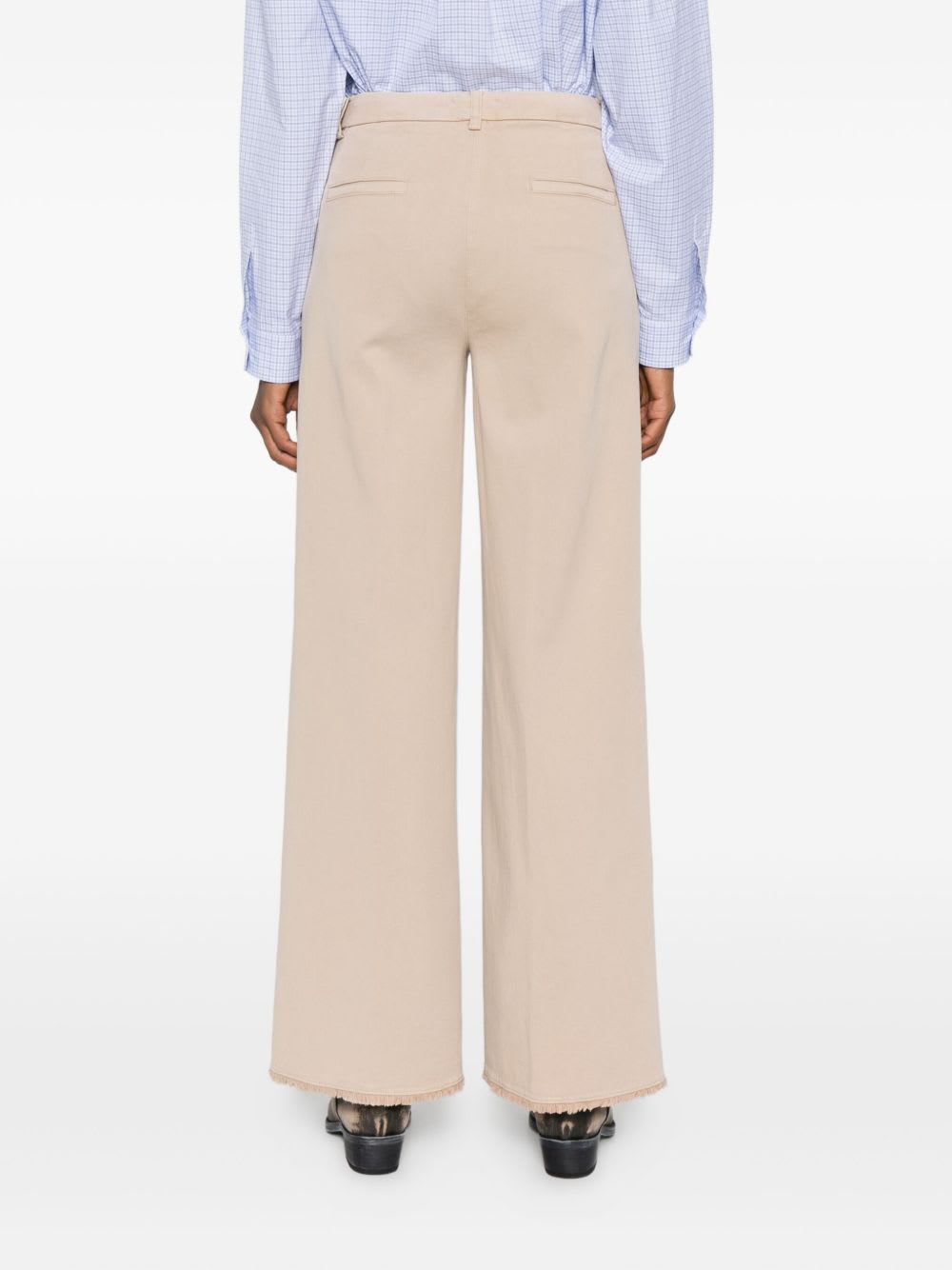 Via Masini 80 Cotton Wide-leg Trousers In Brown