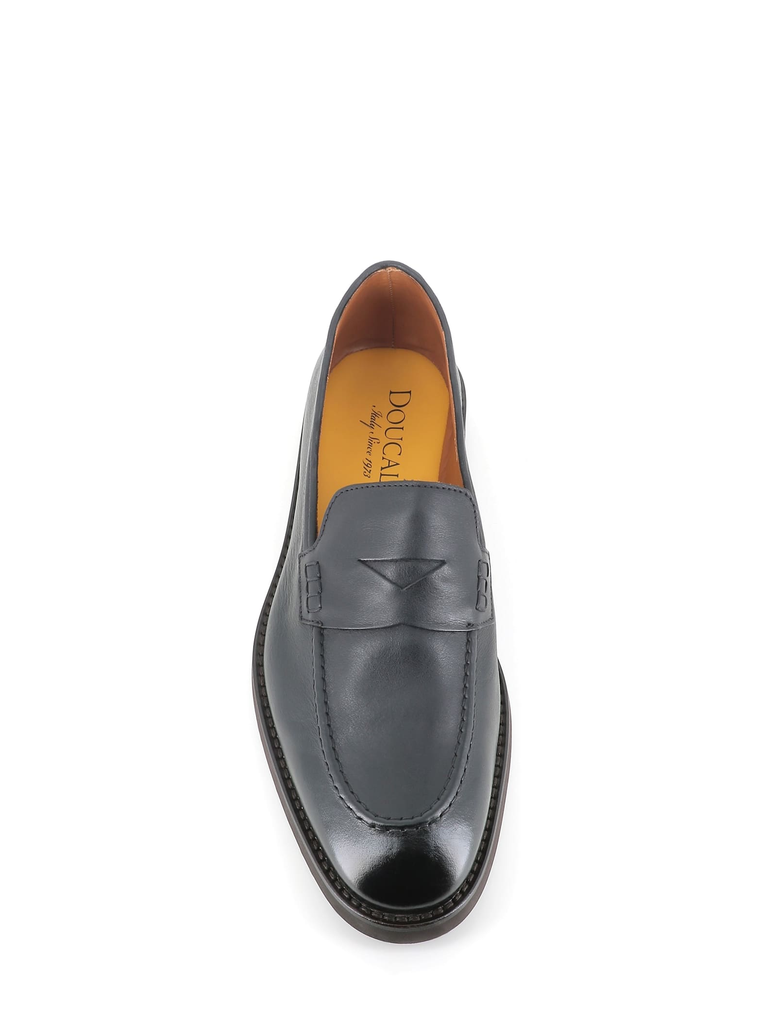 Doucal's Penny Loafer With Smooth Leather Finish In Black