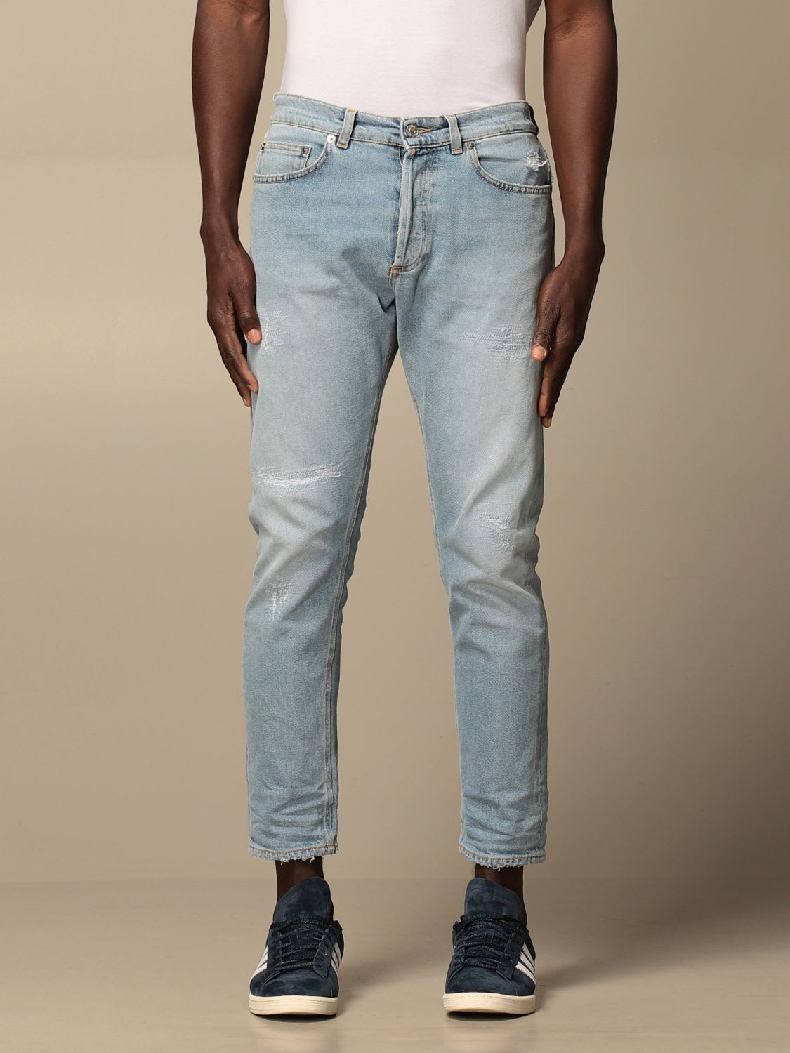 Mauro Grifoni Jeans Pierre Grifoni Regular Stretch Jeans With Rips In Stone Washed