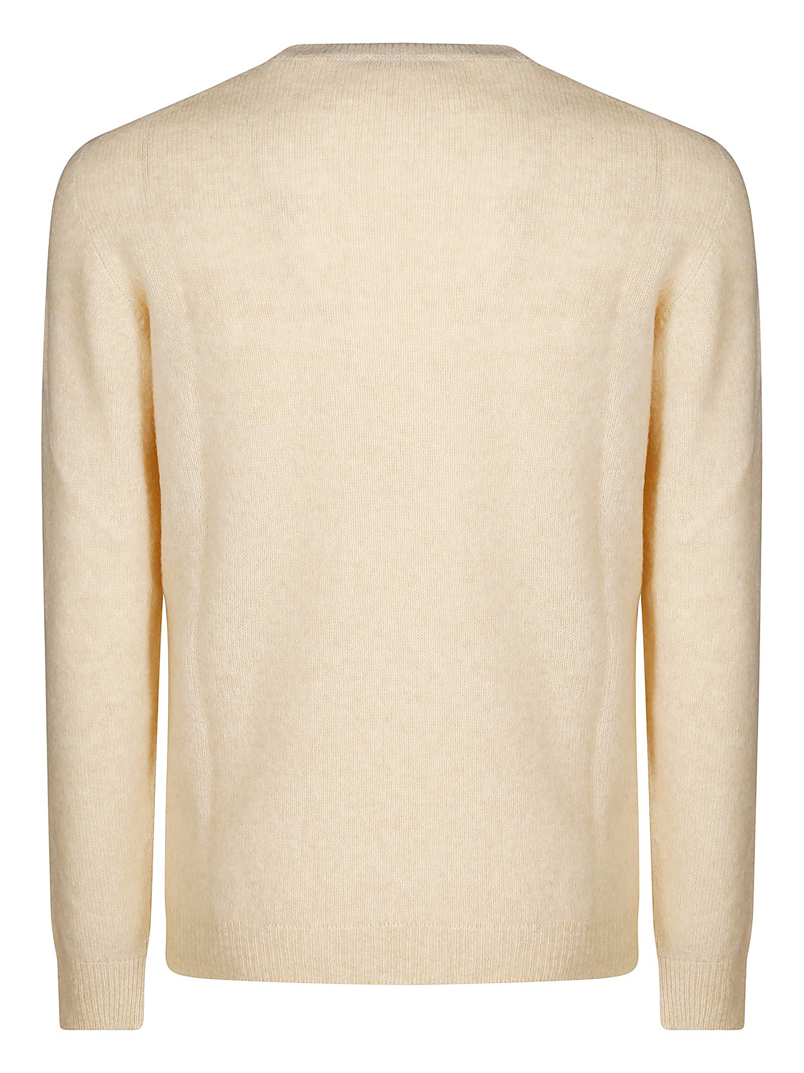 Shop Roberto Collina Knit Ls Roundneck In Ecru