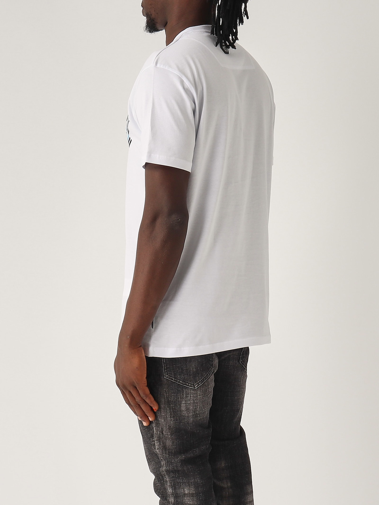 Philipp Plein Short Sleeve T-shirt With Printed Logo In Bianco