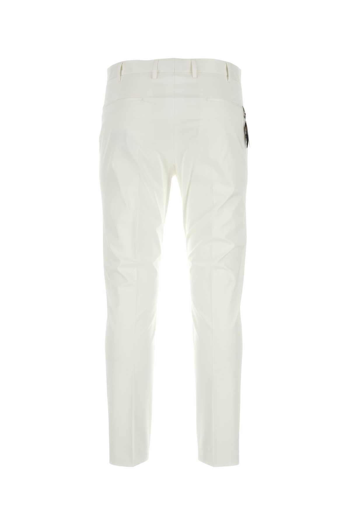 Pt01 White Stretch Cotton Pant In Bianco
