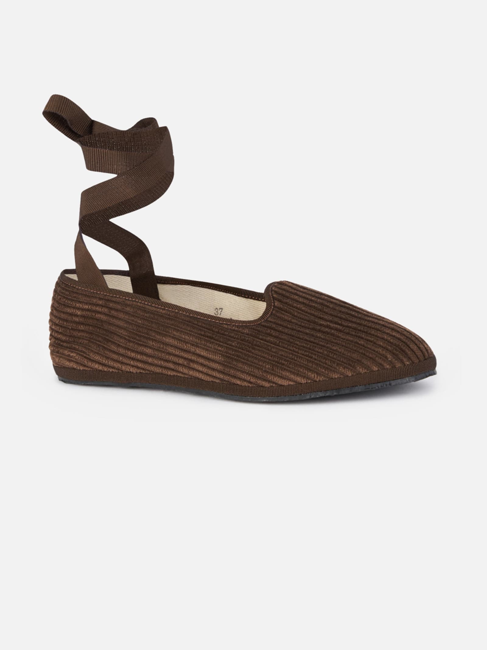 Mc2 Saint Barth Woman Corduroy Slipper Loafers My Chalom Special Edition In Brown