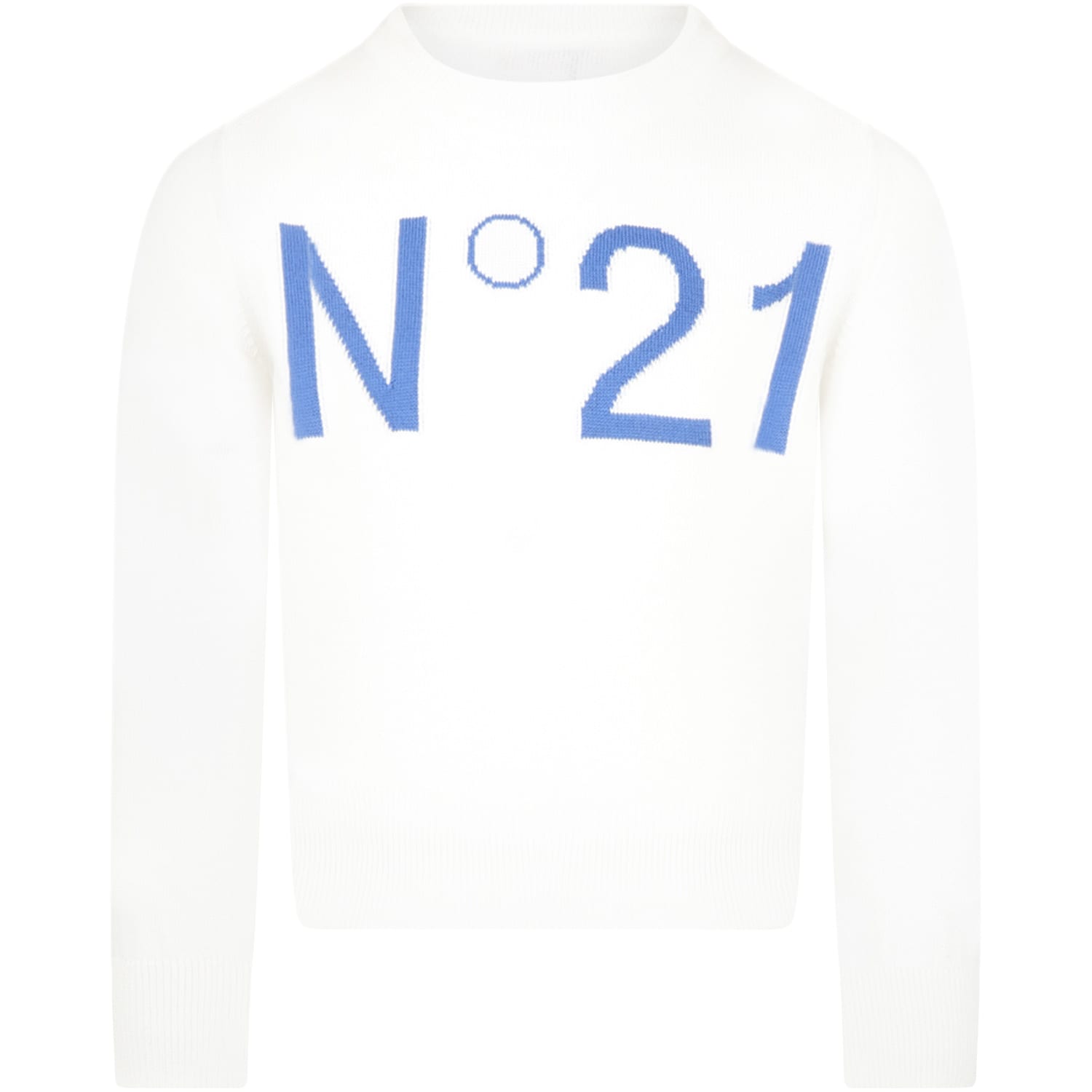 N.21 White Sweater For Girl With Logo