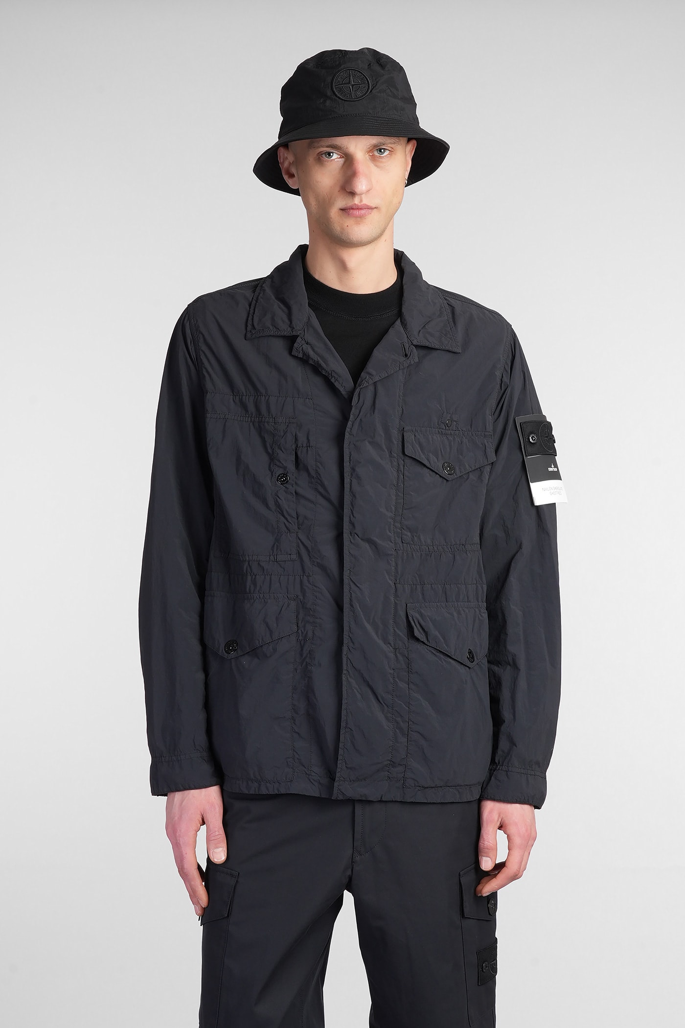 Stone Island Casual Jacket In Black Polyamide