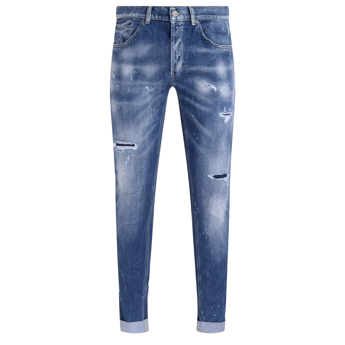 George Blue Washed Jeans With Rips Dondup