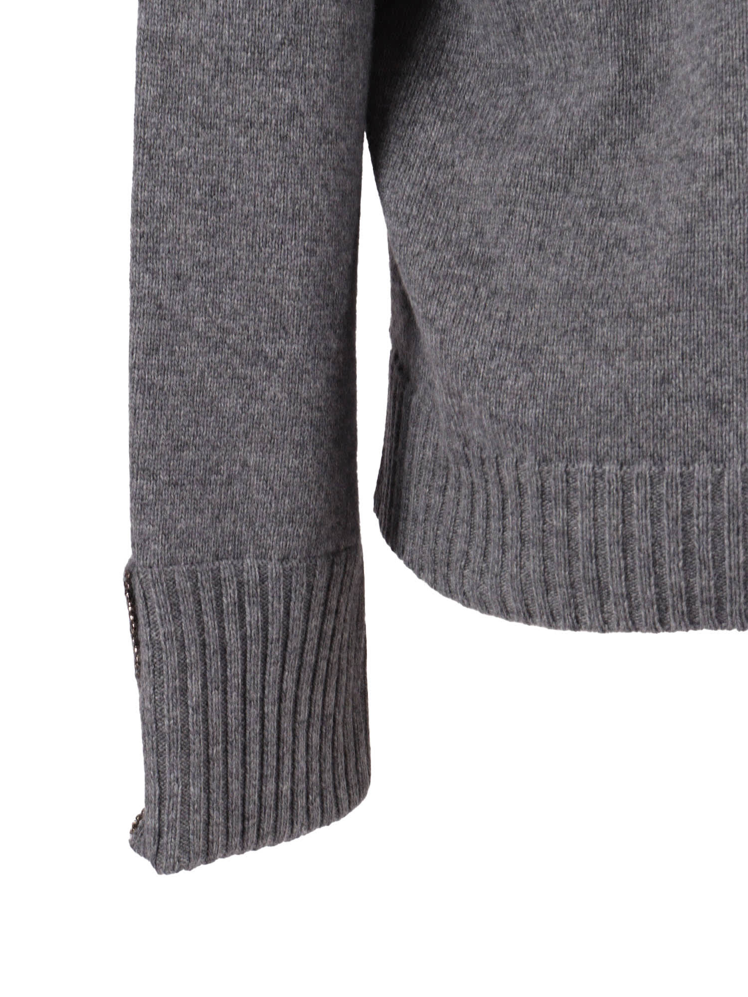 Kangra Cashmere Knit Pullover With Strass Embellishments At Cuffs In Gray
