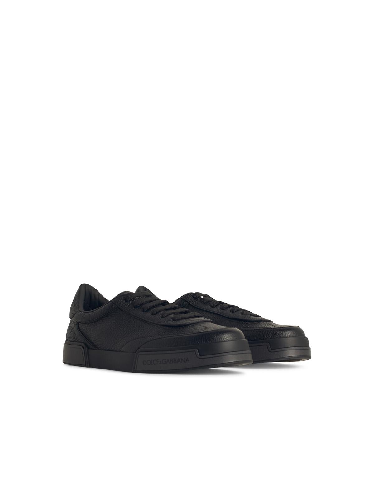 Dolce & Gabbana Gray Calfskin Portofino Yacht Sneakers In Black
