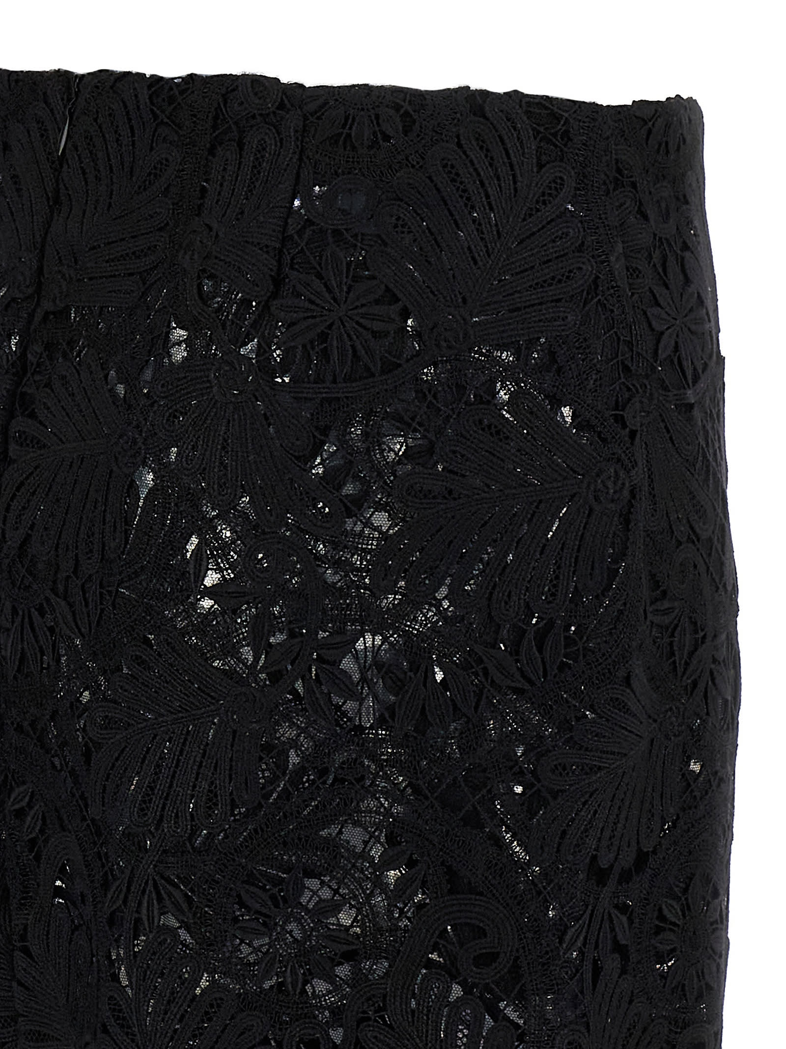 Ermanno Scervino Floral Lace Skirt Scalloped Hem In Black
