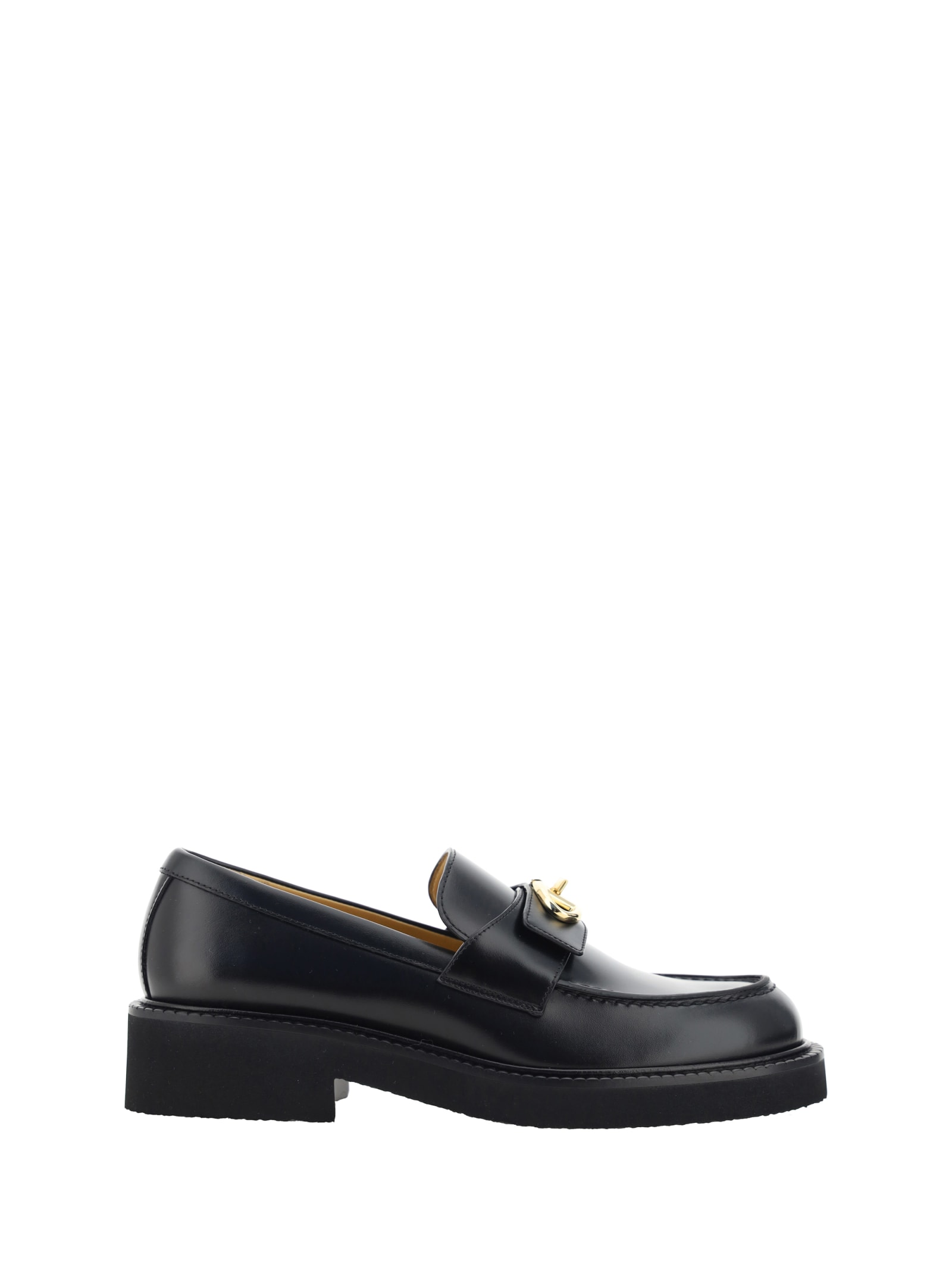 Shop Valentino Vlogo Loafers In Nero