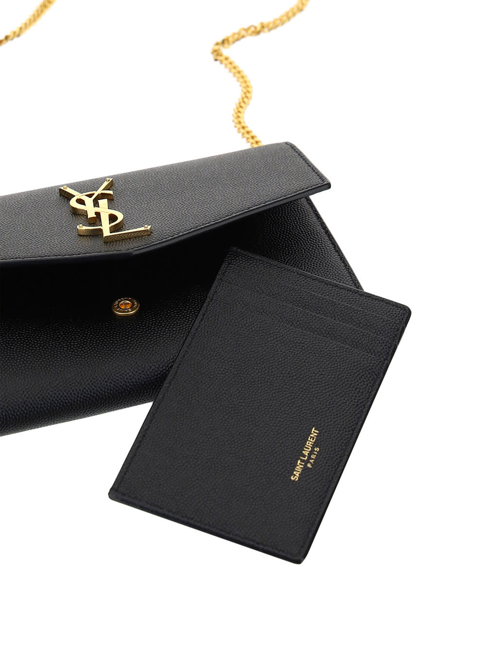 Shop Saint Laurent Chain Wallet In Nero