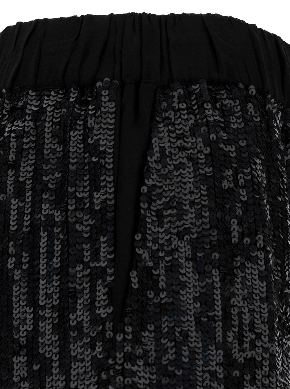 Shop P.a.r.o.s.h Black Loose Pants With All-over Paillettes In Viscose Woman