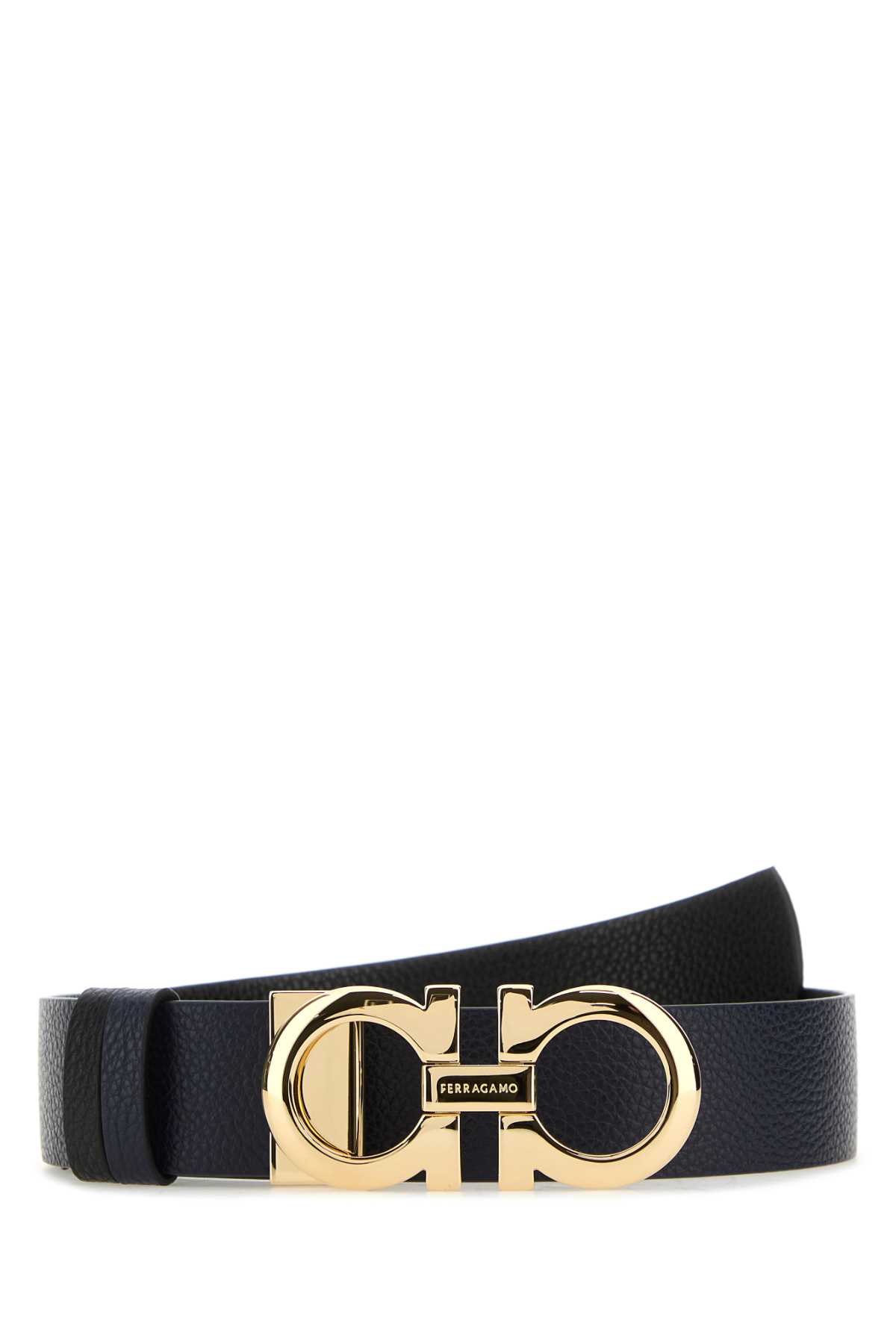 Shop Ferragamo Midnight Blue Leather Reversible Belt In Mirtonero