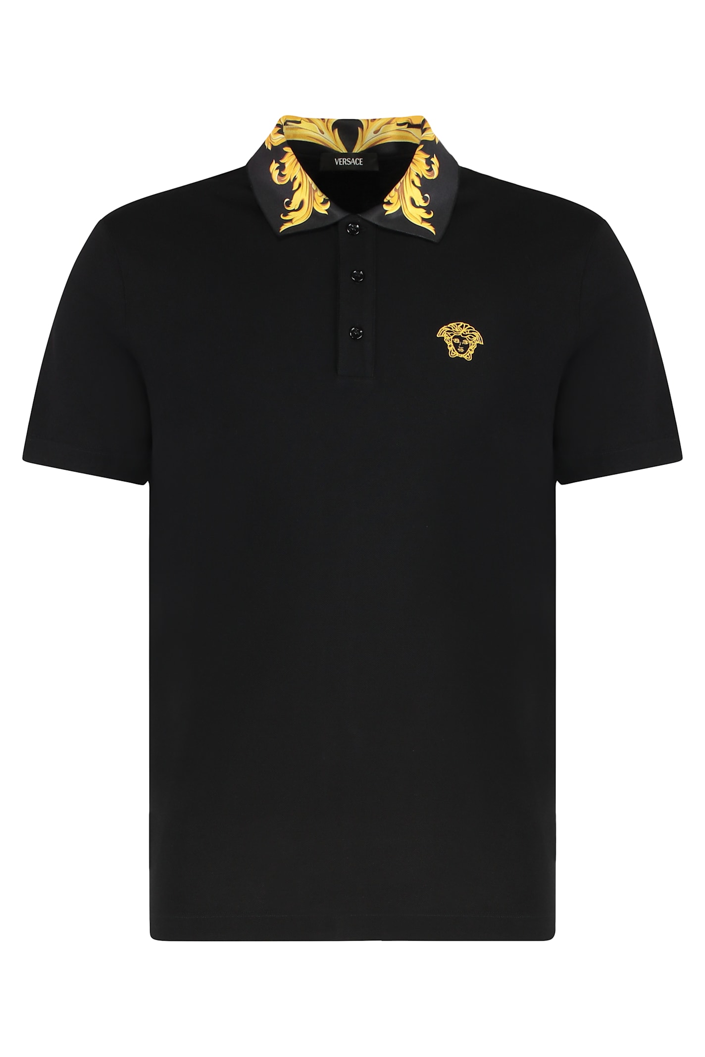 Versace Short-sleeved Polo Shirt In Black