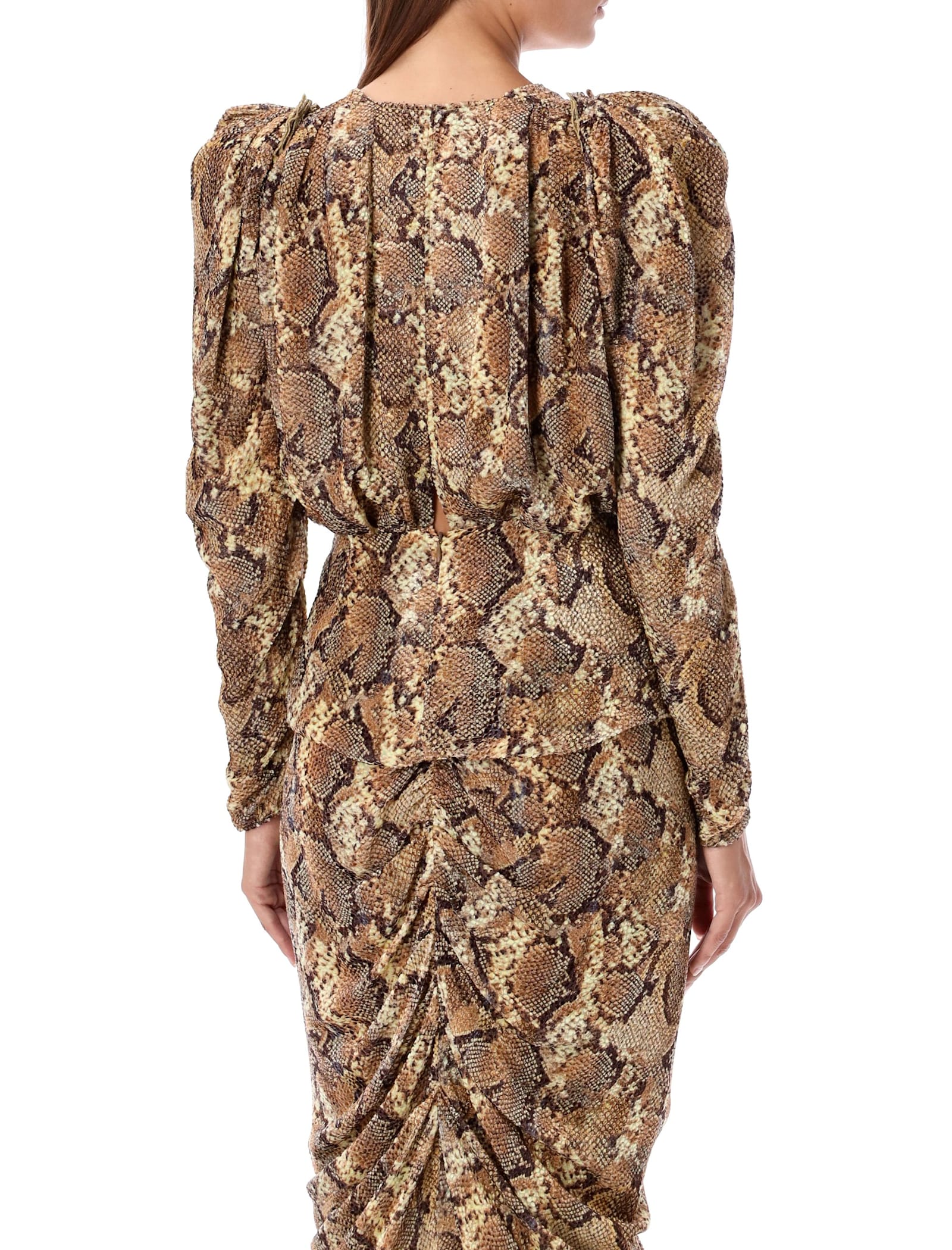 Shop Isabel Marant Snake Print V-neck Top In Sand