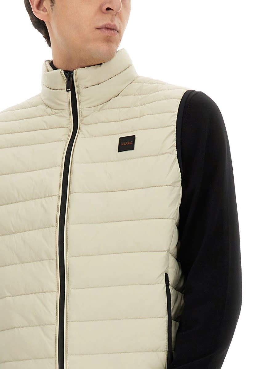 Hugo Boss Boss Padded Vest In Beige