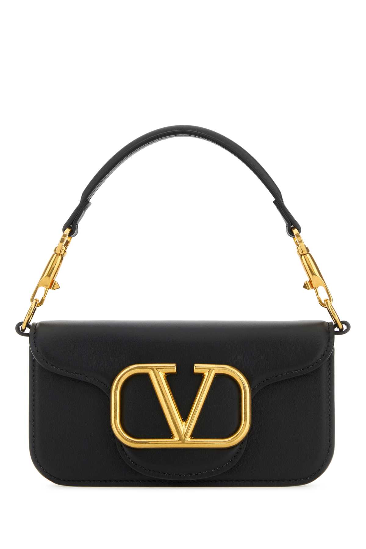 Shop Valentino Black Leather Small Locã² Handbag In Nero