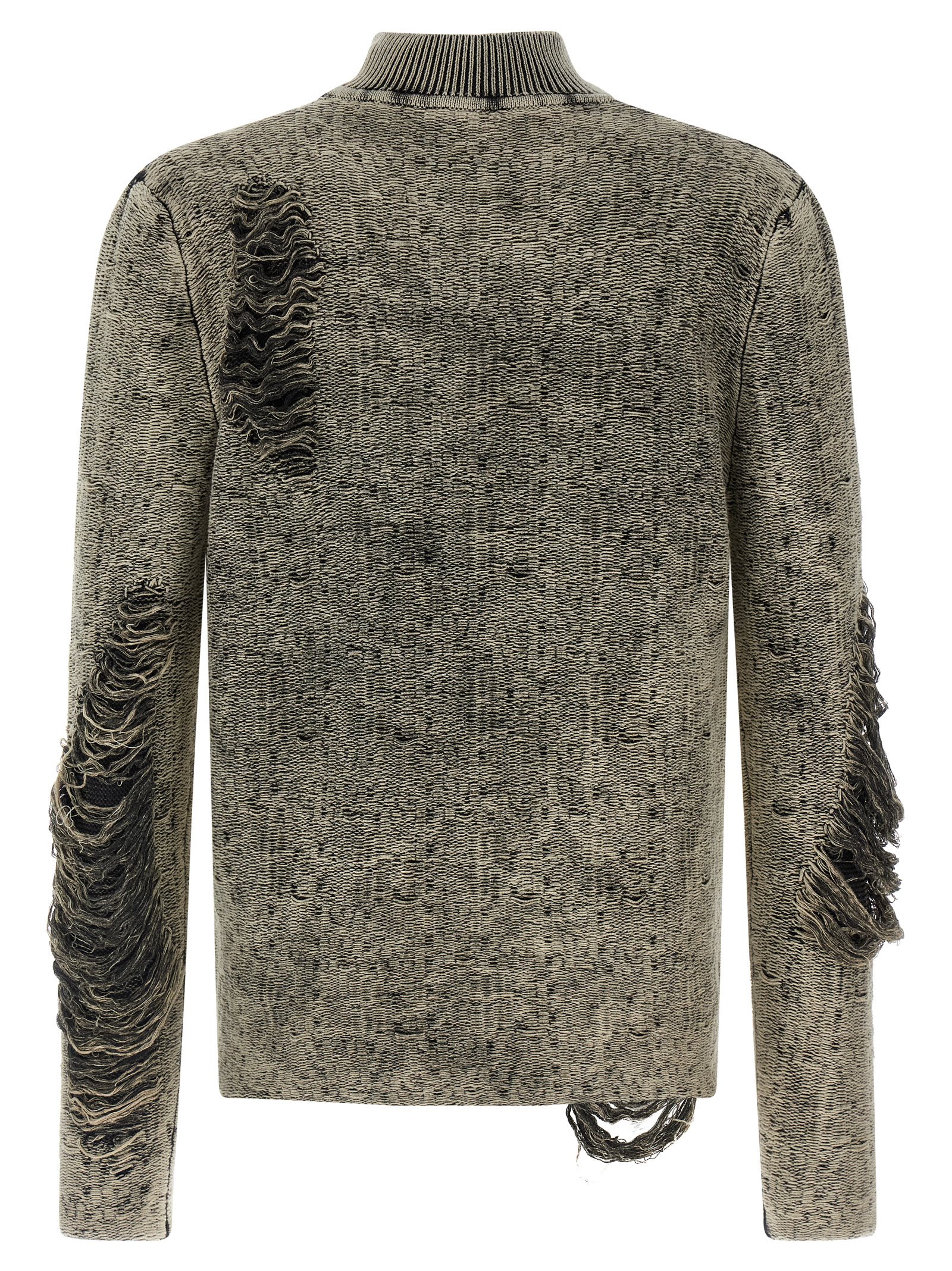 Diesel Textured Long Sleeve Sweater With Ribbed Collar In Green