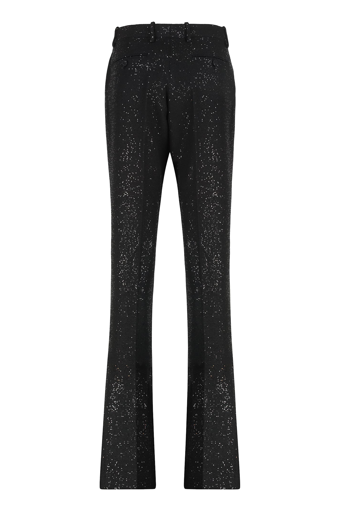 Tom Ford Tailored Straight Trousers In Crepe Made Of Wool Blend In Black