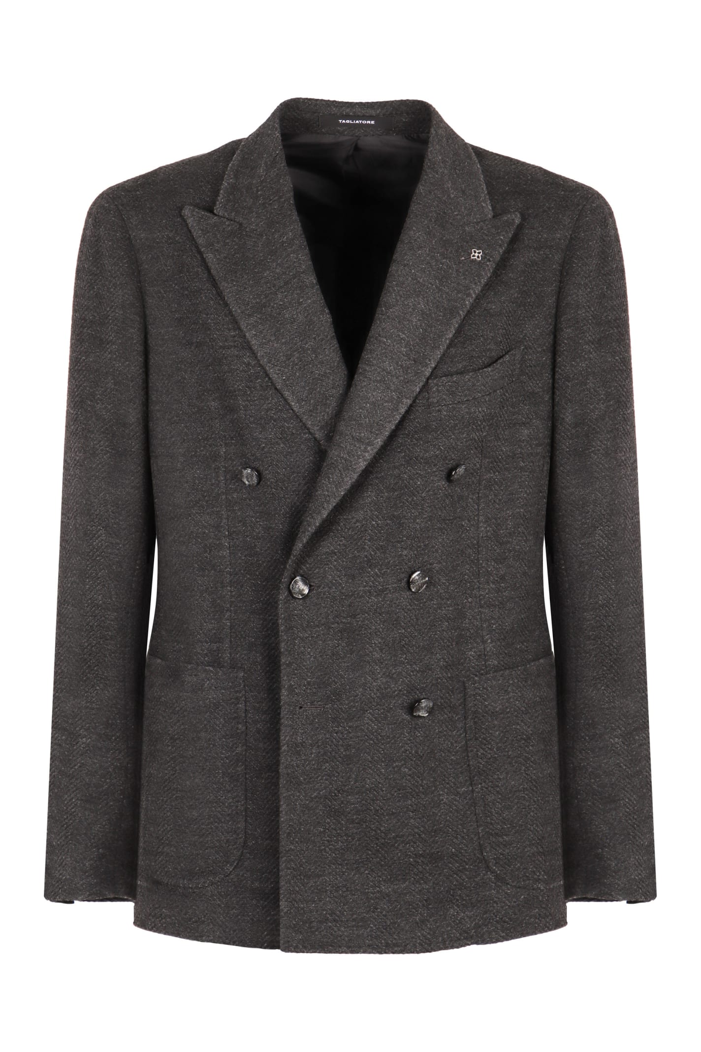 Shop Tagliatore Double-breasted Wool Blend Jacket In Grey