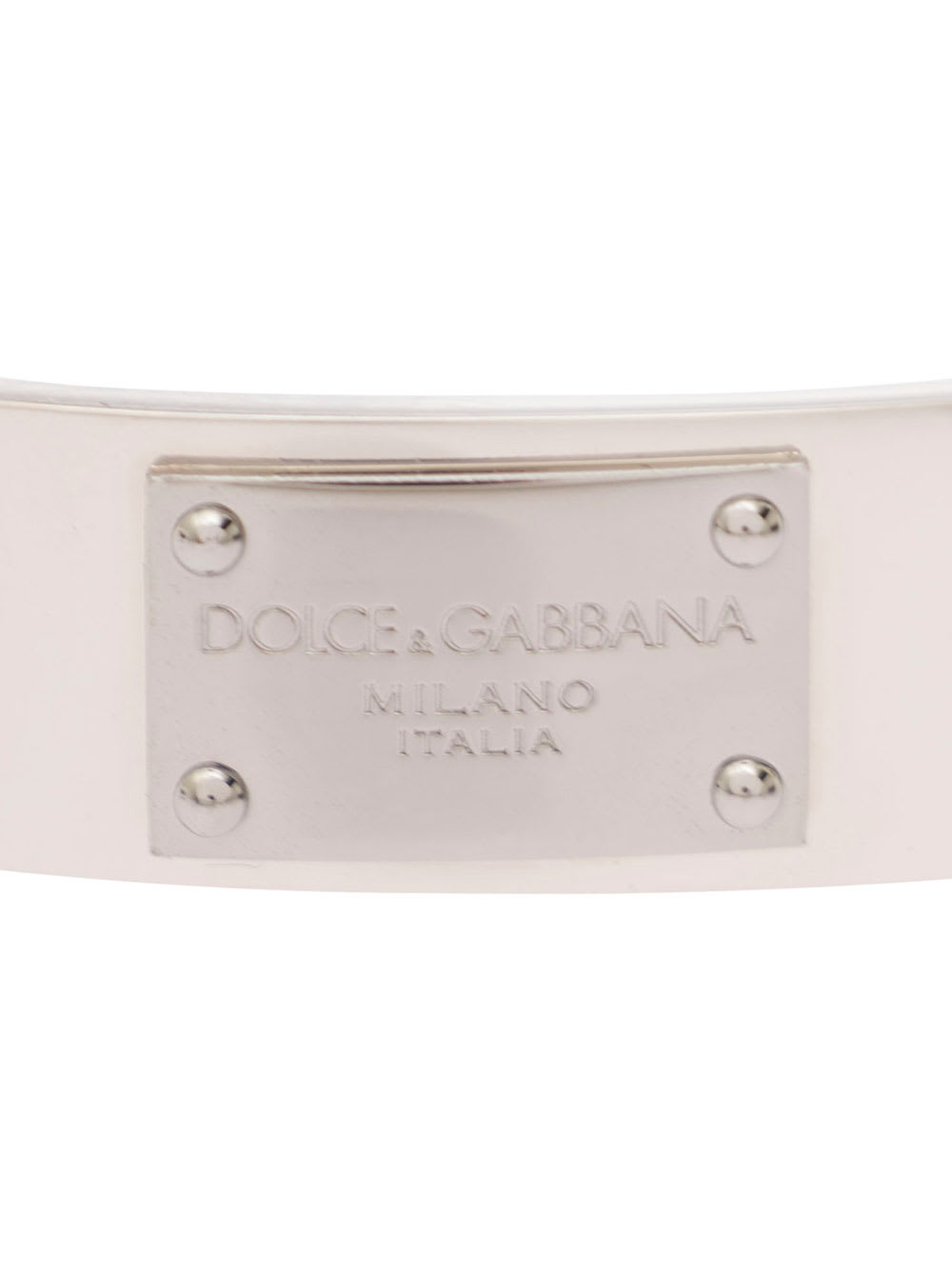 Shop Dolce & Gabbana Silver-colored Bracelet With Logo Plaque In Brass Man In Metallic