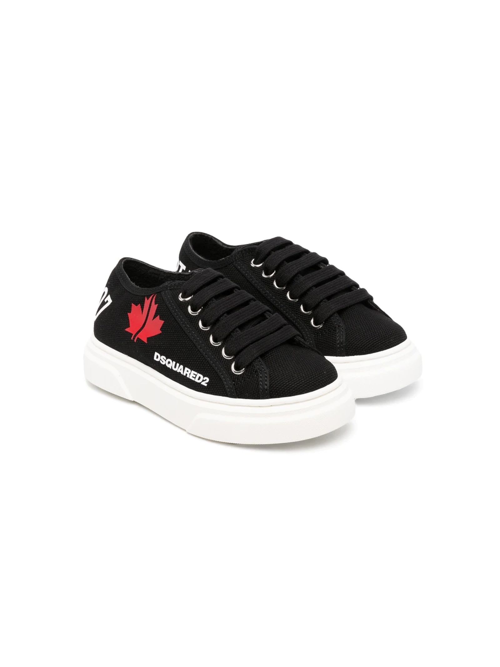 DSQUARED2 BLACK COTTON LOW-TOP SNEAKERS