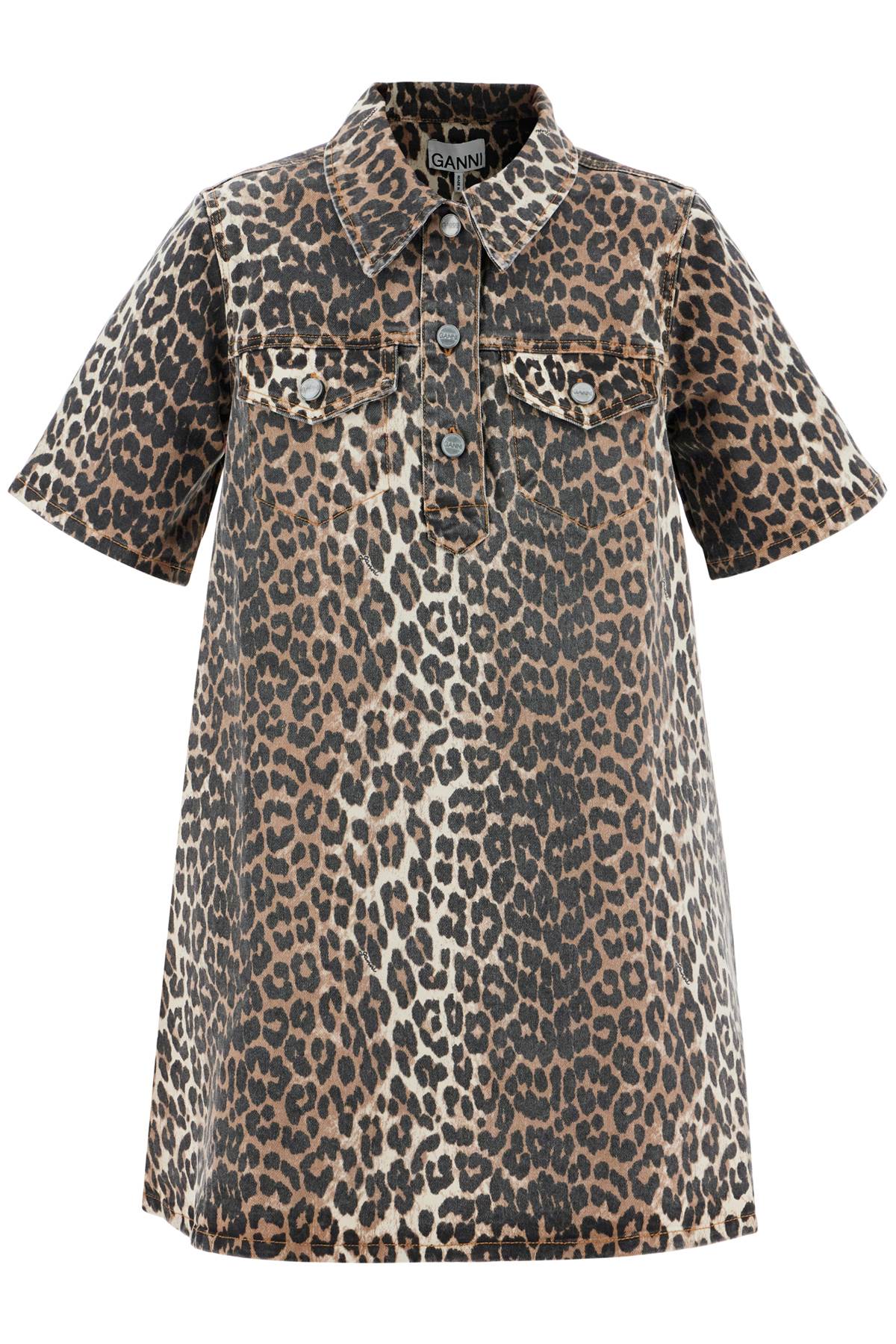 mini Animal Print Denim Dress