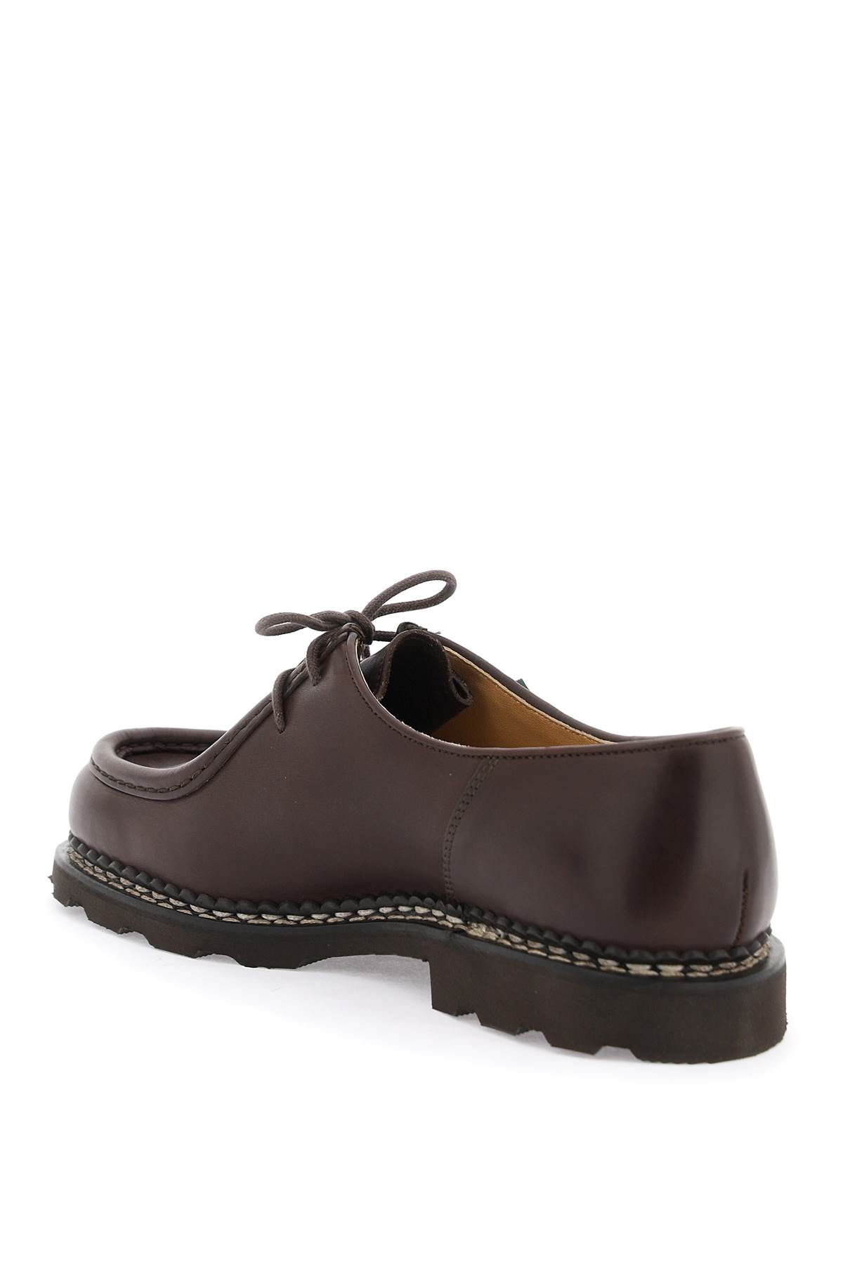 Shop Paraboot Leather Michael Derby Shoes In Marron Lis Cafe (brown)