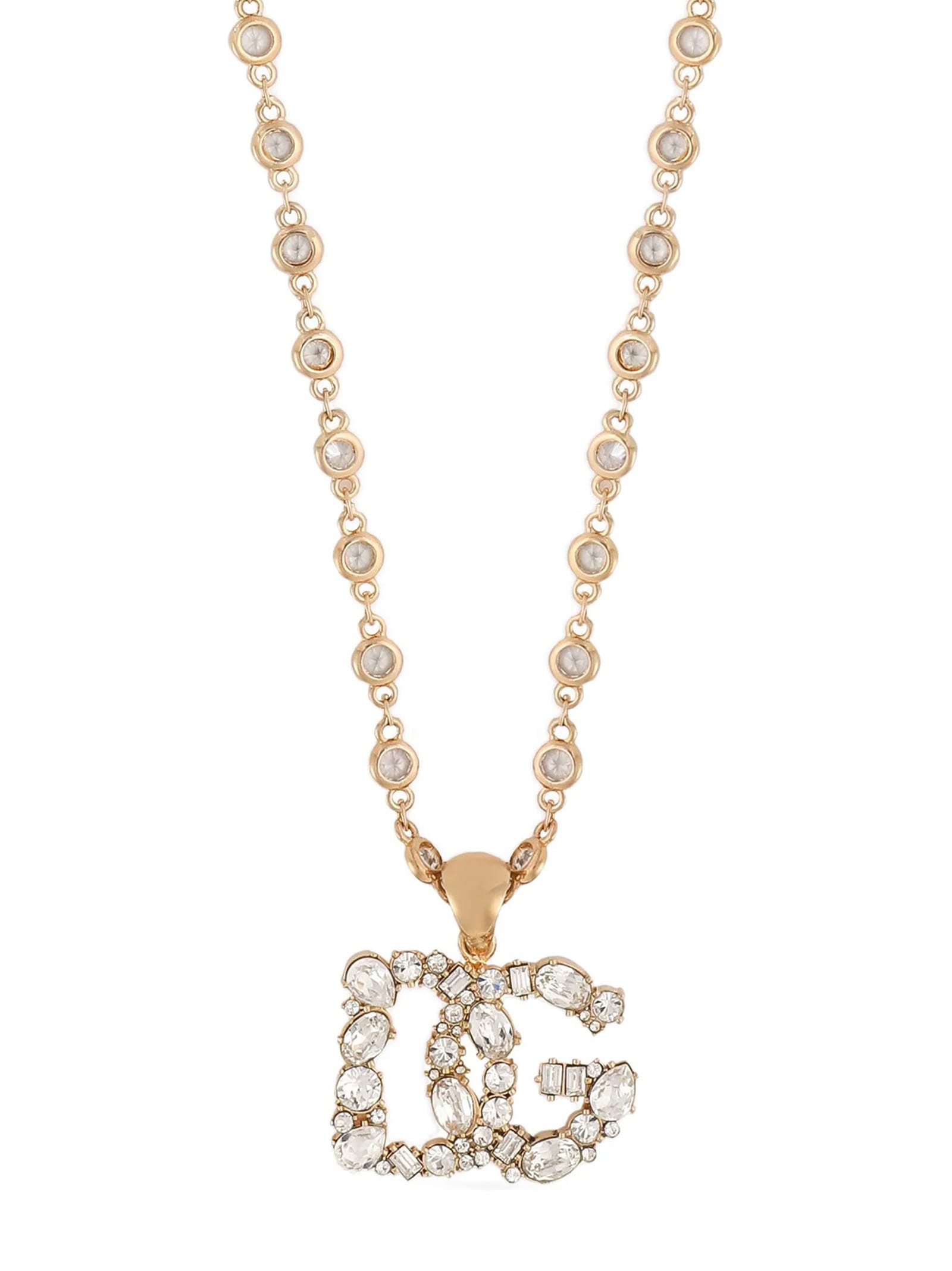 Shop Dolce & Gabbana Logo Charm Necklace In Gold