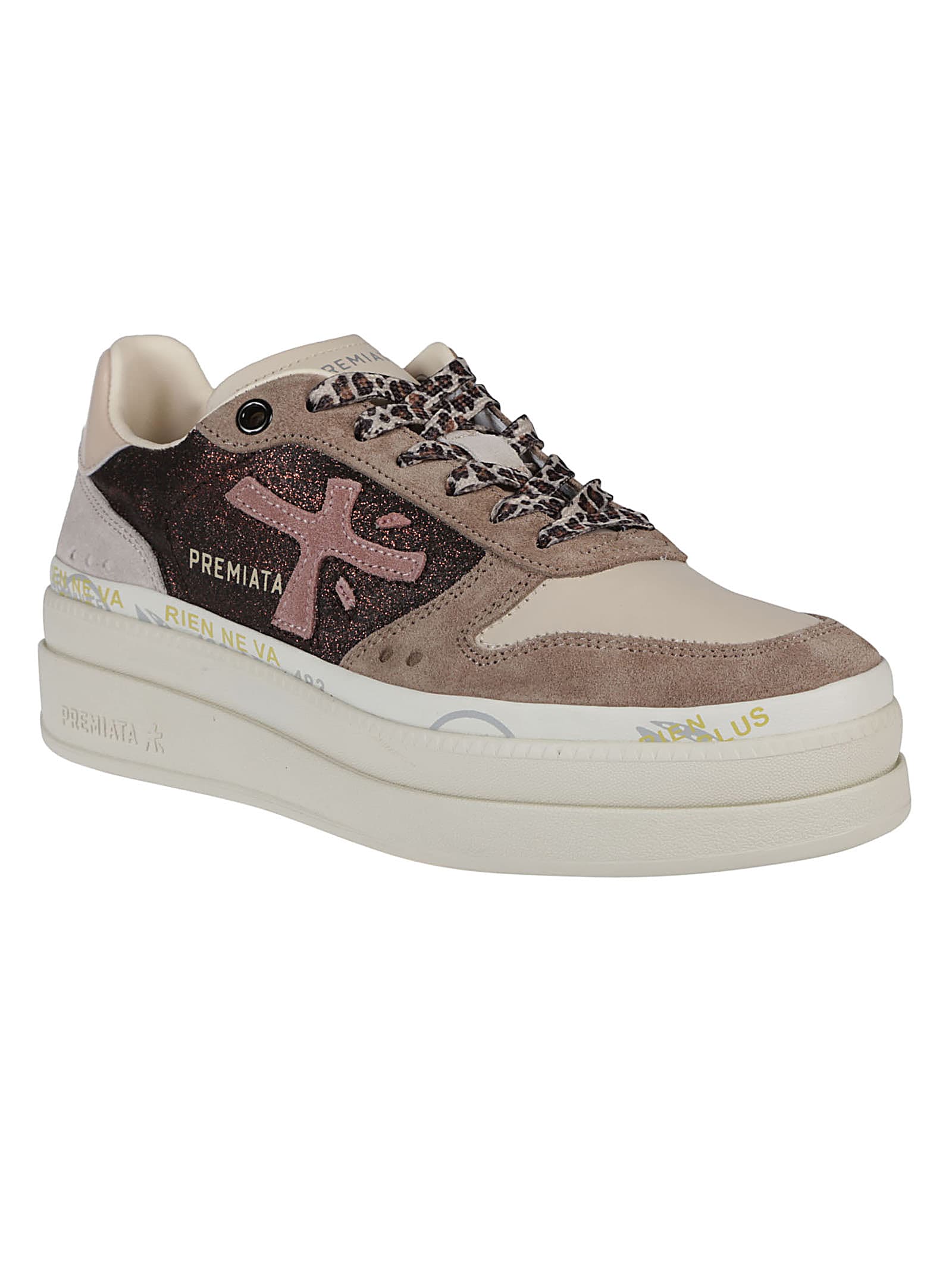 Shop Premiata Micol Sneakers In Bronzo/taupe