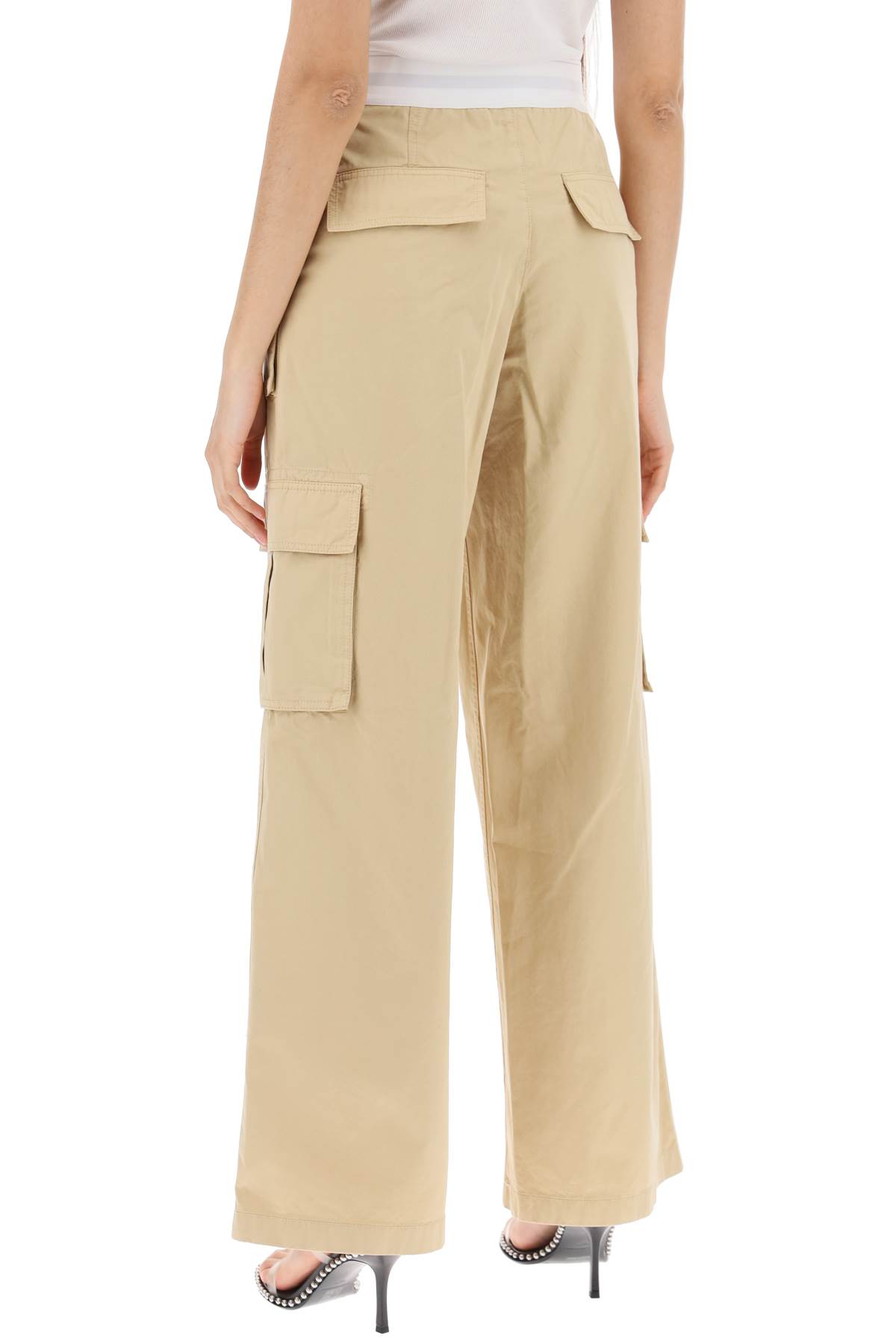 Shop Alexander Wang Rave Cargo Pants With Elastic Waistband In Feather (beige)