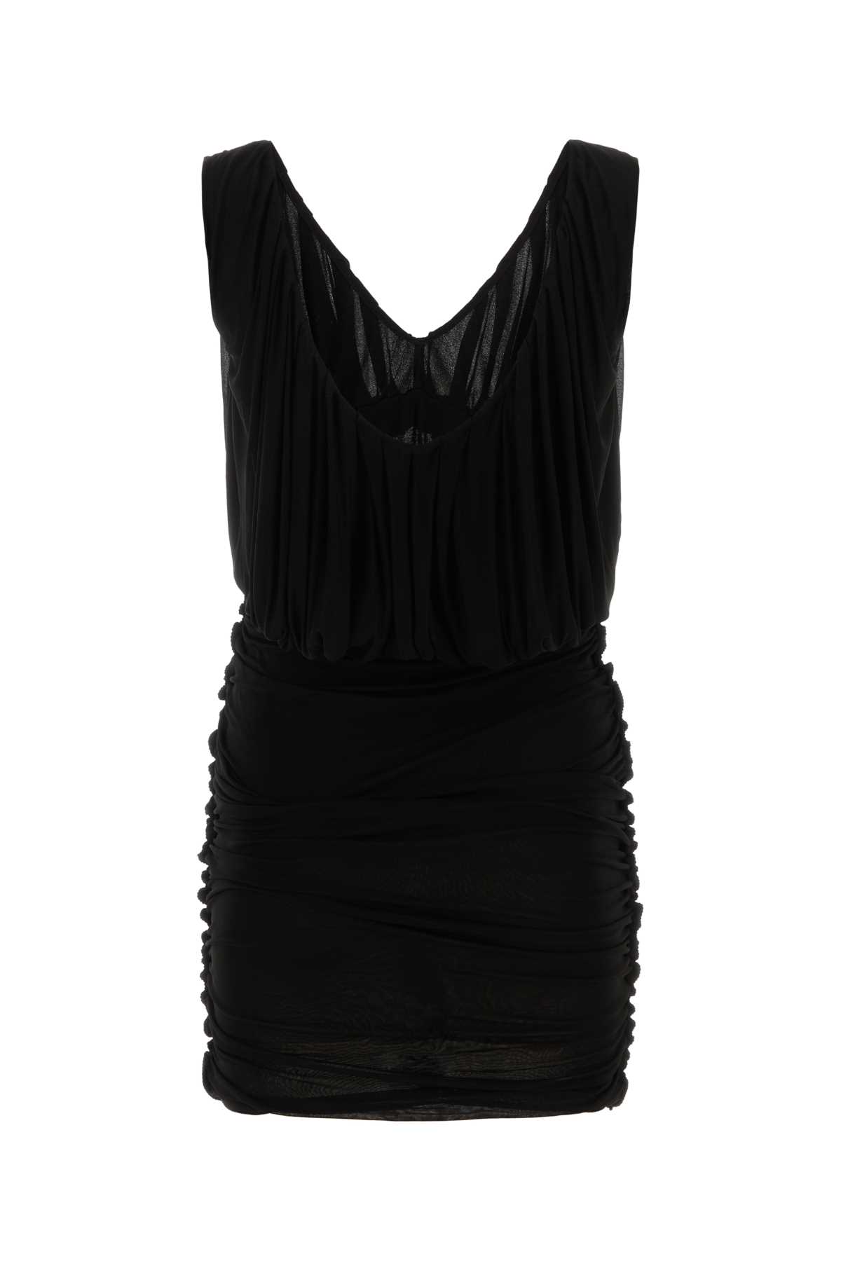 Shop Saint Laurent Black Cupro Mini Dress In 1000