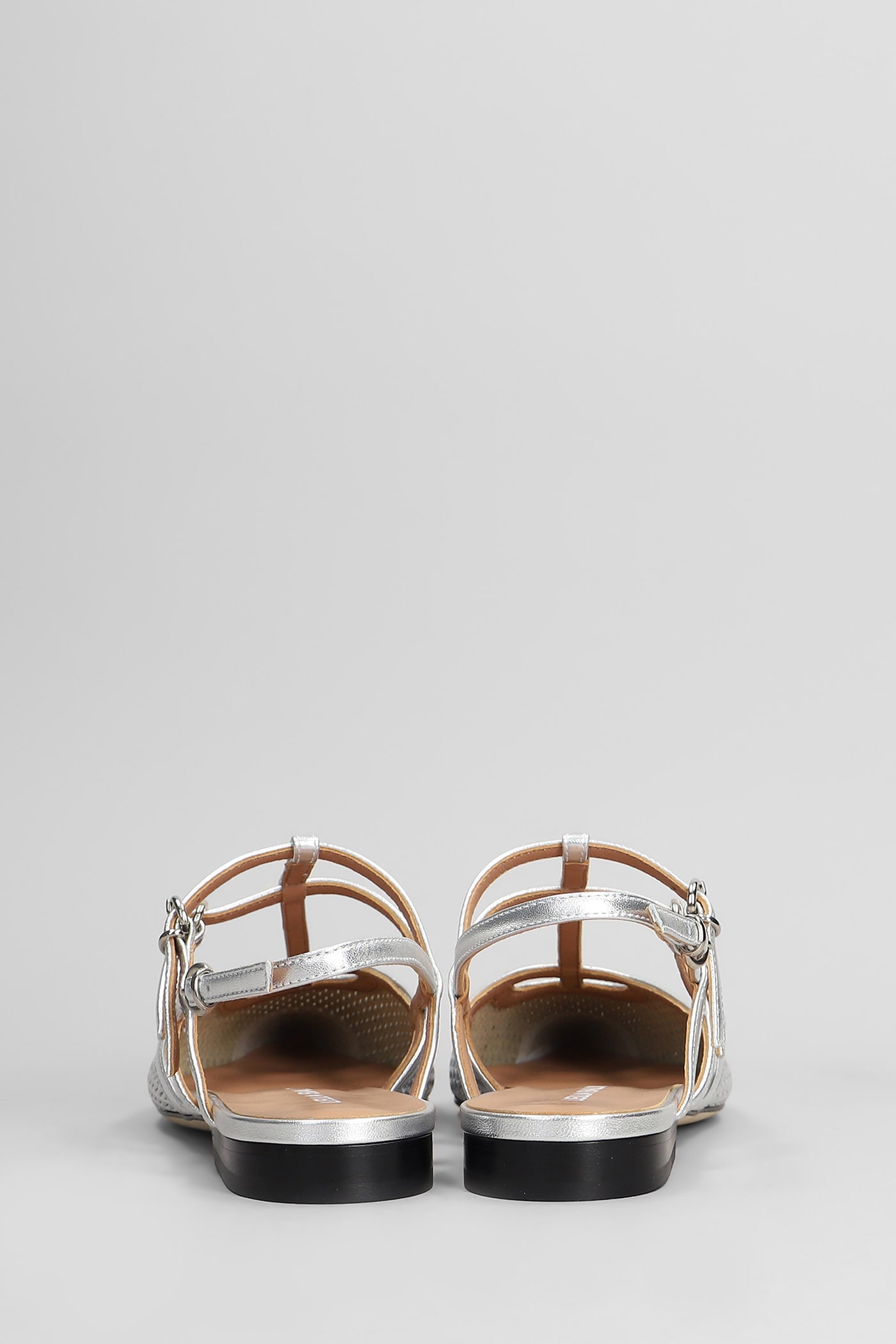 LELLA BALDI BALLET FLATS IN SILVER LEATHER