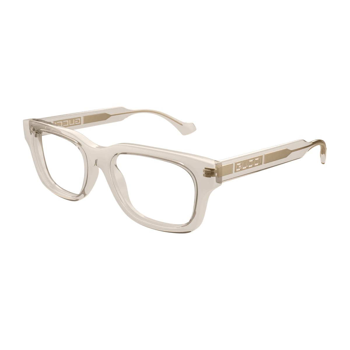 Shop Gucci Gg1731o Linea Lettering 004 Sage Green Trasparent Glasses In Trasparente