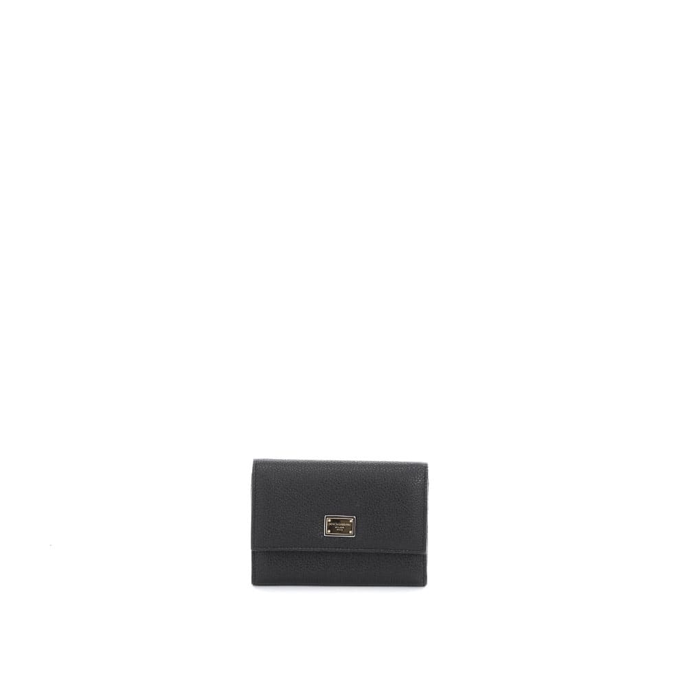 Dolce & Gabbana Small Continental Wallet In Tumbled Calfskin With Branded Tag