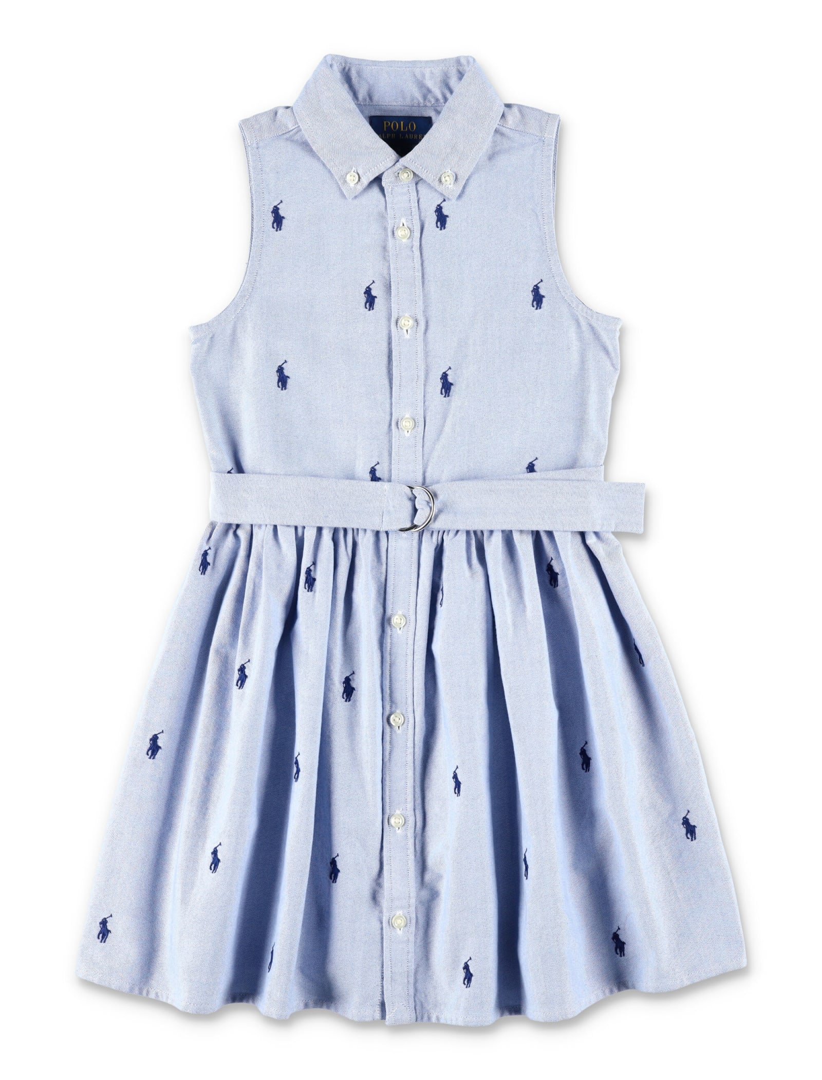 Shop Polo Ralph Lauren Belted Oxford Shirtdress In Blu