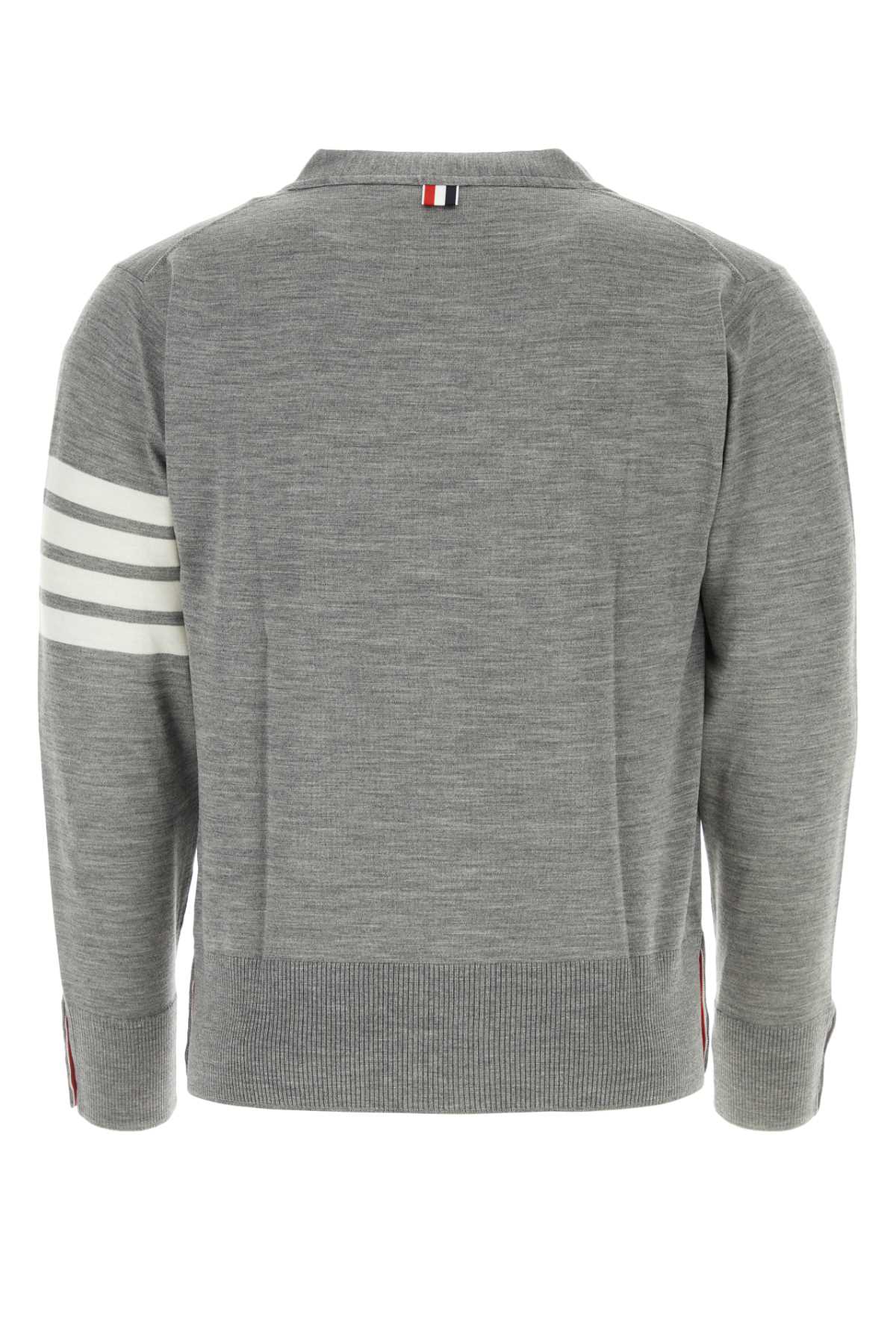 Shop Thom Browne Grey Wool Cardigan In 058