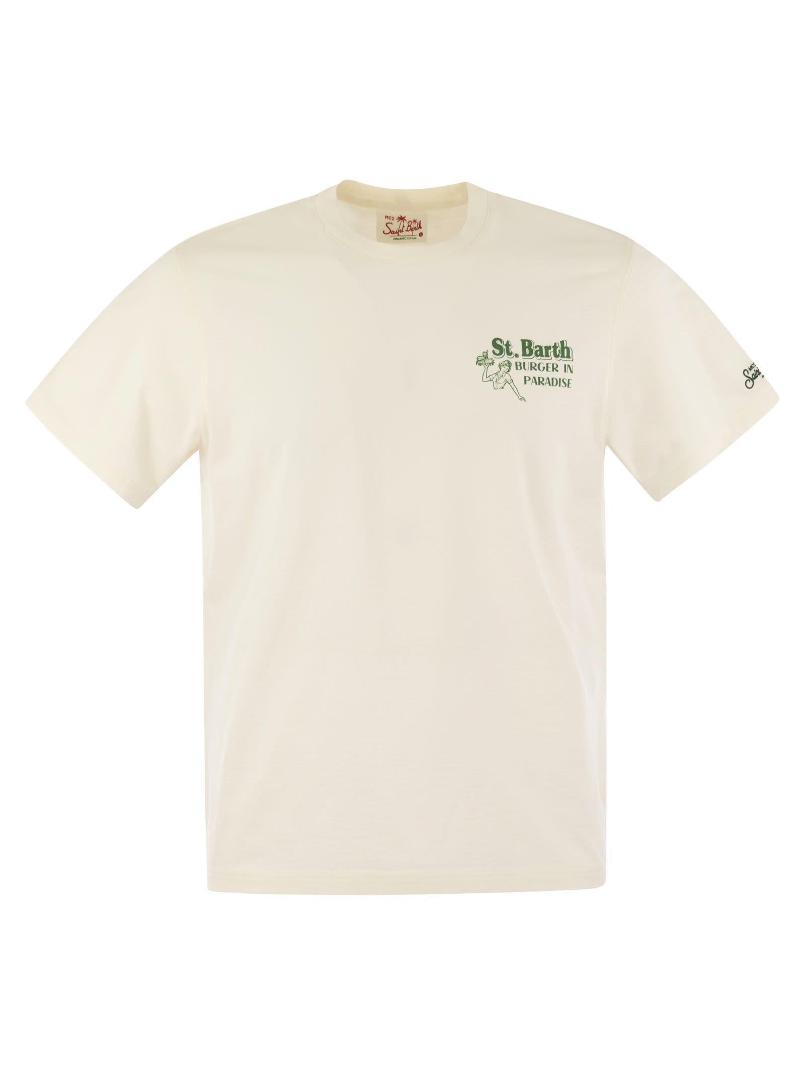 Shop Mc2 Saint Barth T-shirt With Print On Chest And Back In White
