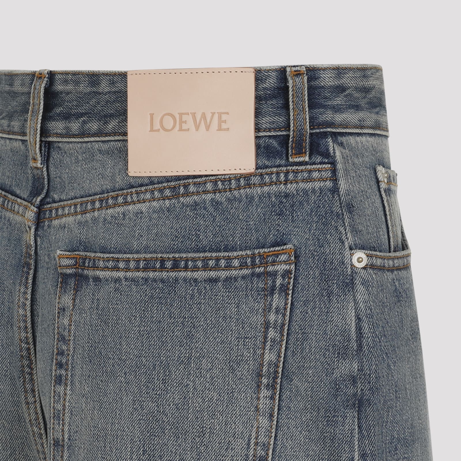 Shop Loewe Wide Leg Jeans In Washed Denim