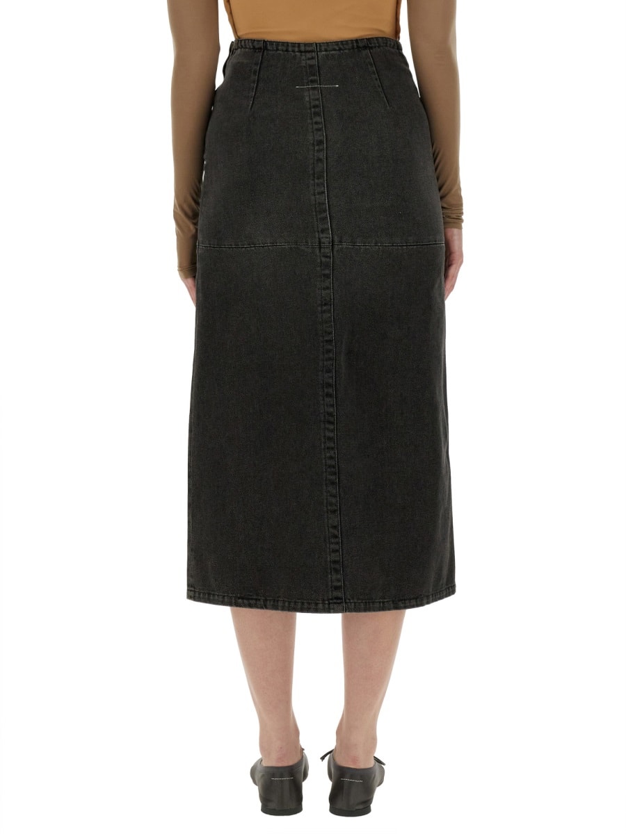 Mm6 Maison Margiela Long Denim Skirt In Grey