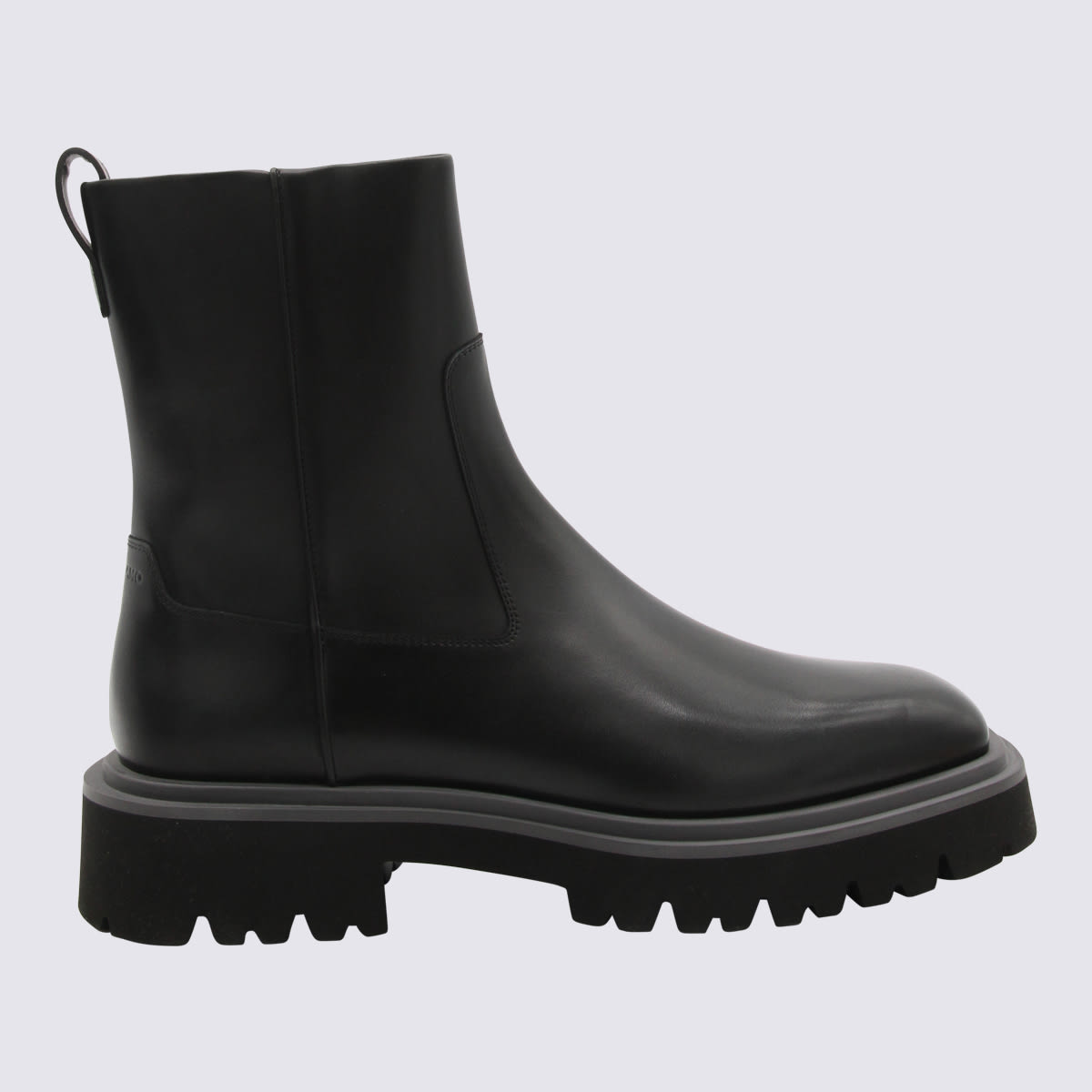 Shop Ferragamo Black Leather Boots In Nero/new Biscotto