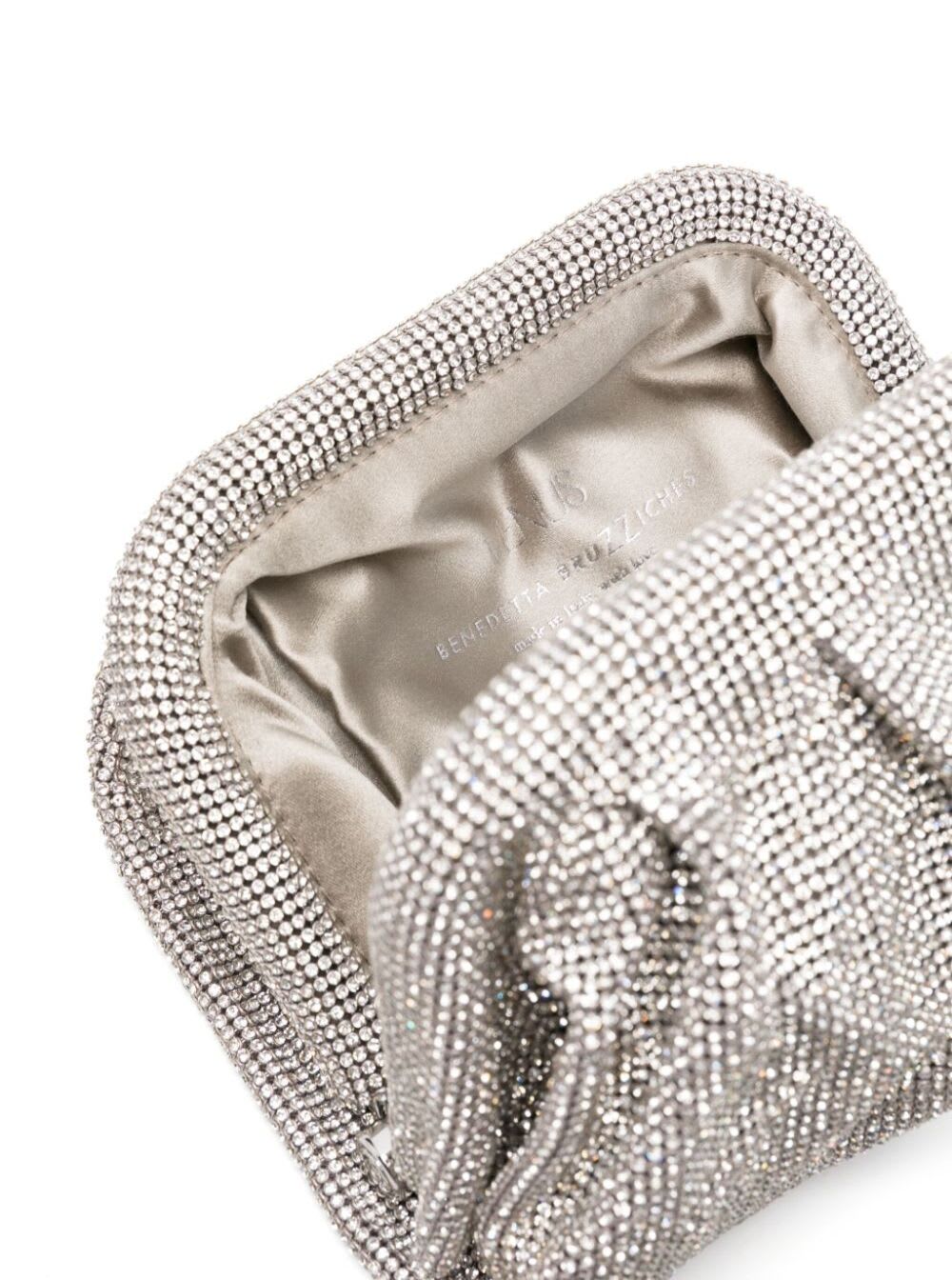 Shop Benedetta Bruzziches Venus La Petite Silver Clutch Bag In Fabric With Allover Crystals Woman