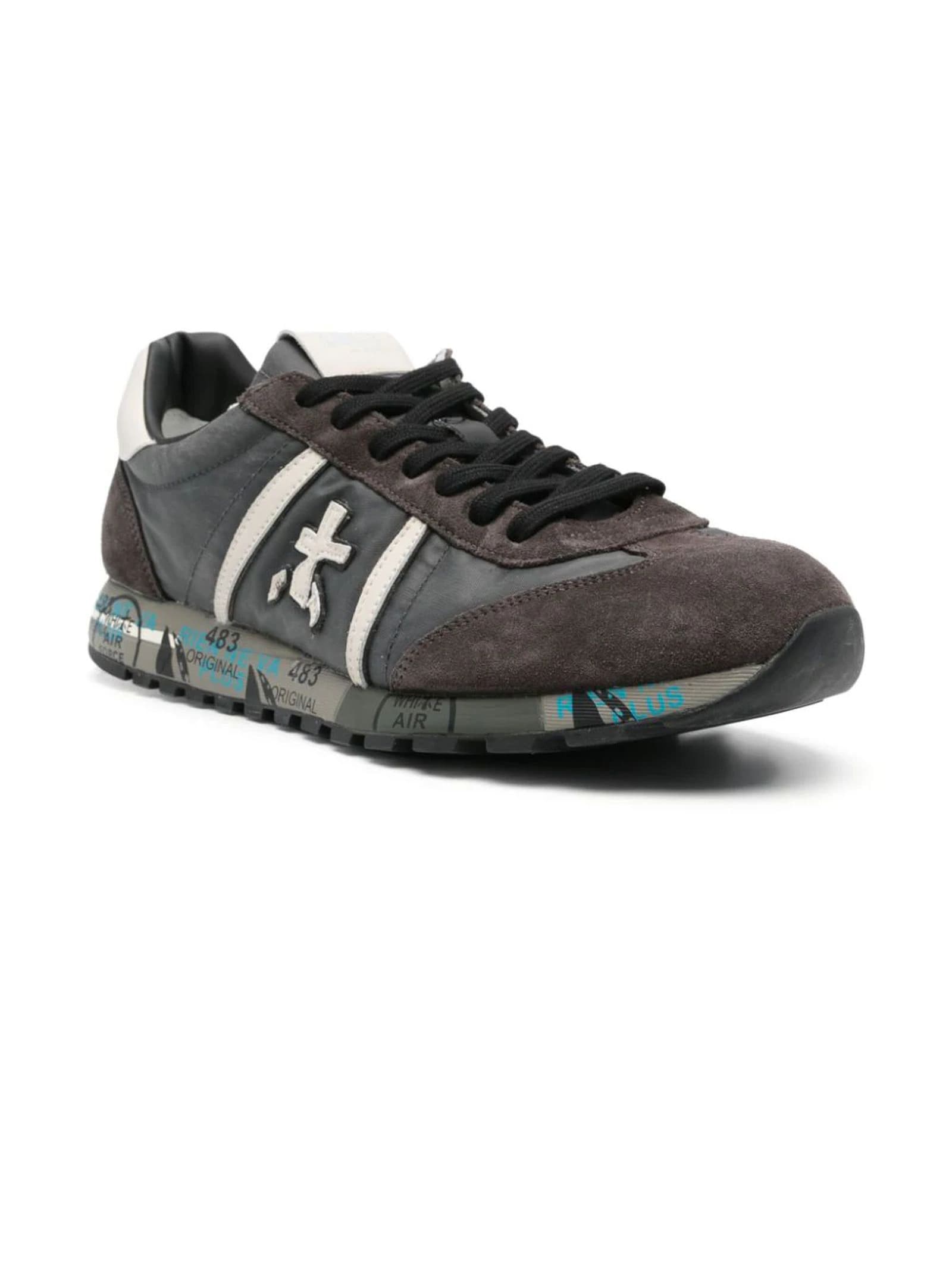 Shop Premiata Grey Suede Lucy Sneakers