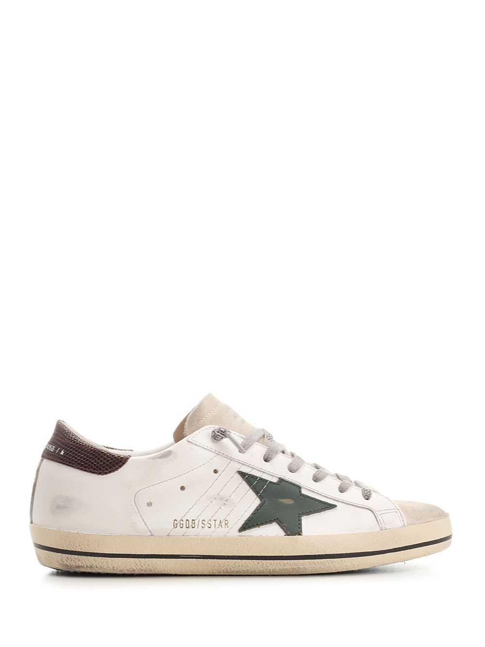 Shop Golden Goose Super Star Sneakers In White/seedpearl/green/brown