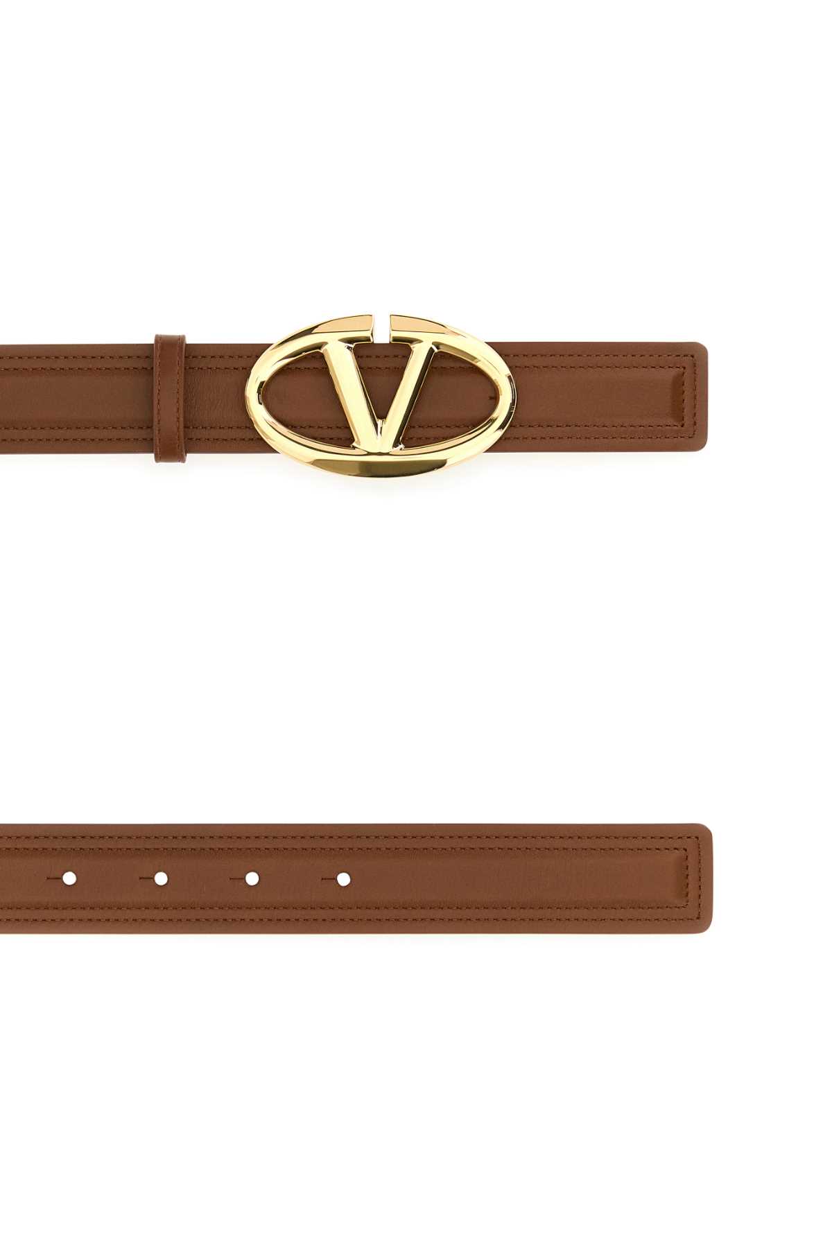 Shop Valentino Caramel Leather Reversible Belt In Tobaccocurryyellow