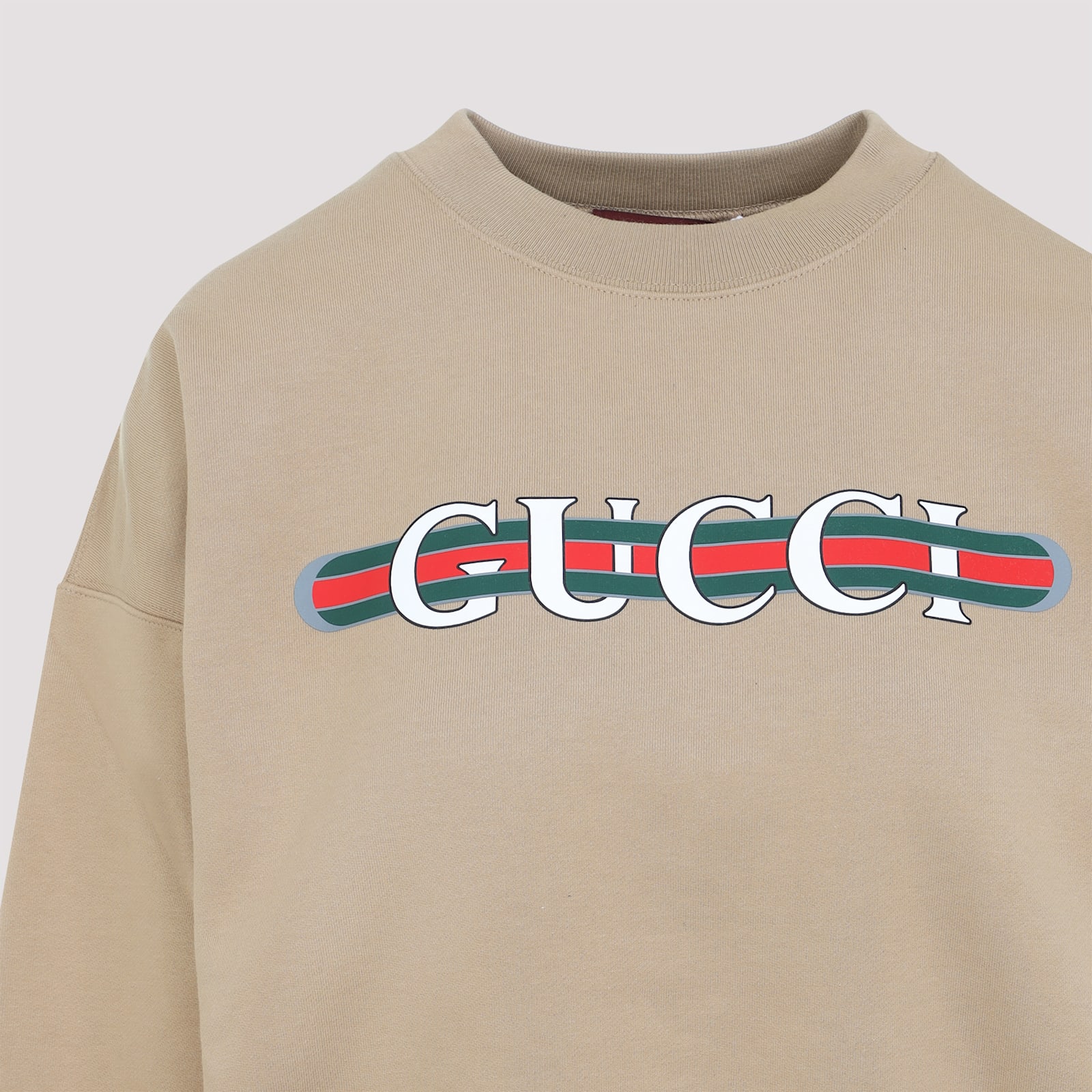 Shop Gucci Logo Sweatshirt In Camel Mc