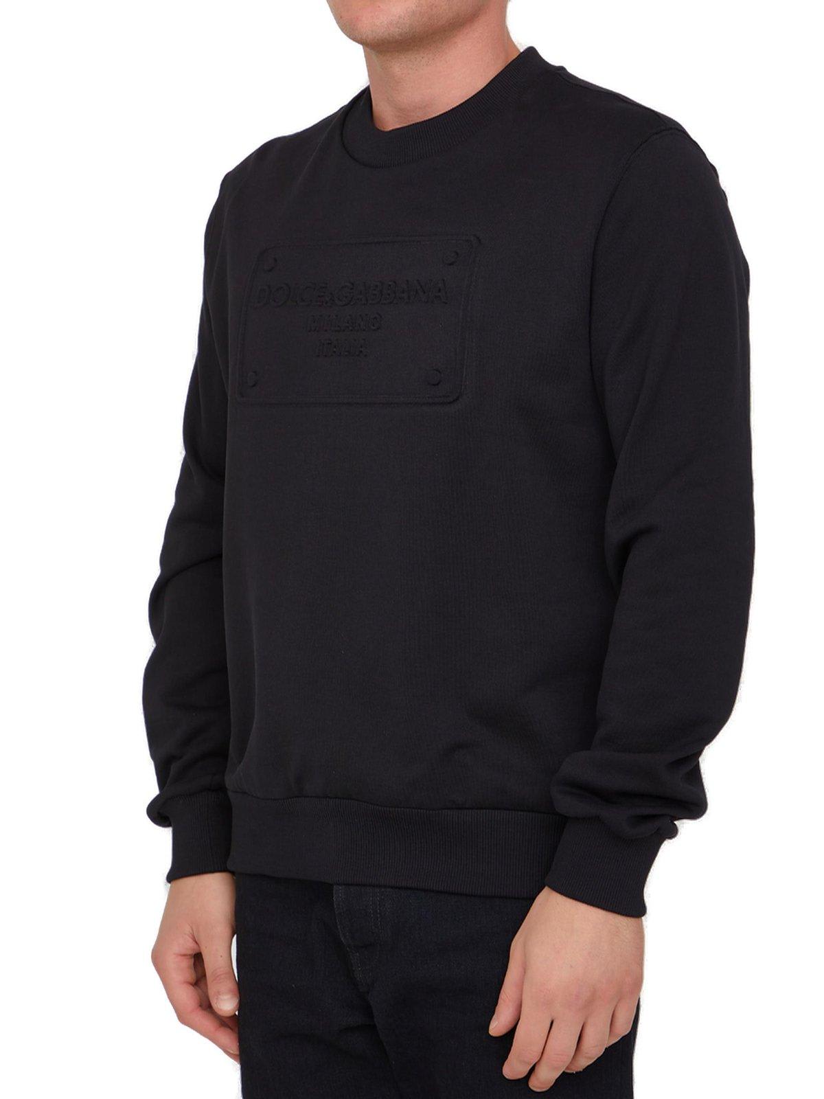 Shop Dolce & Gabbana Dg Logo Embossed Technical Jersey Sweatshirt In Black
