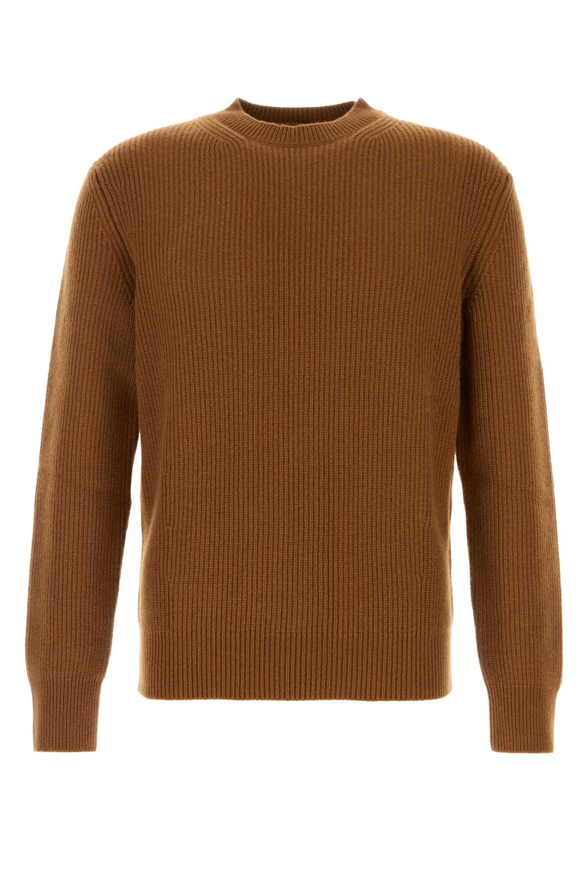 Shop Zegna Caramel Cashmere Sweater In N95